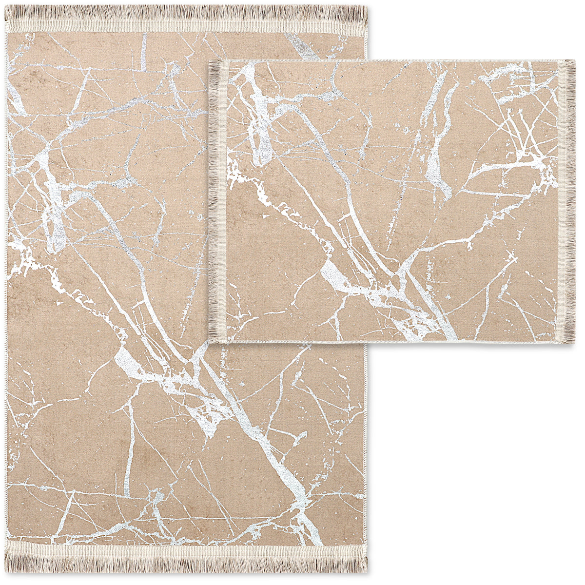 BATHROOM RUGS SET OF 2 NON-SLIP 60x100 BRONZE SILVER LARGE Packaging status original