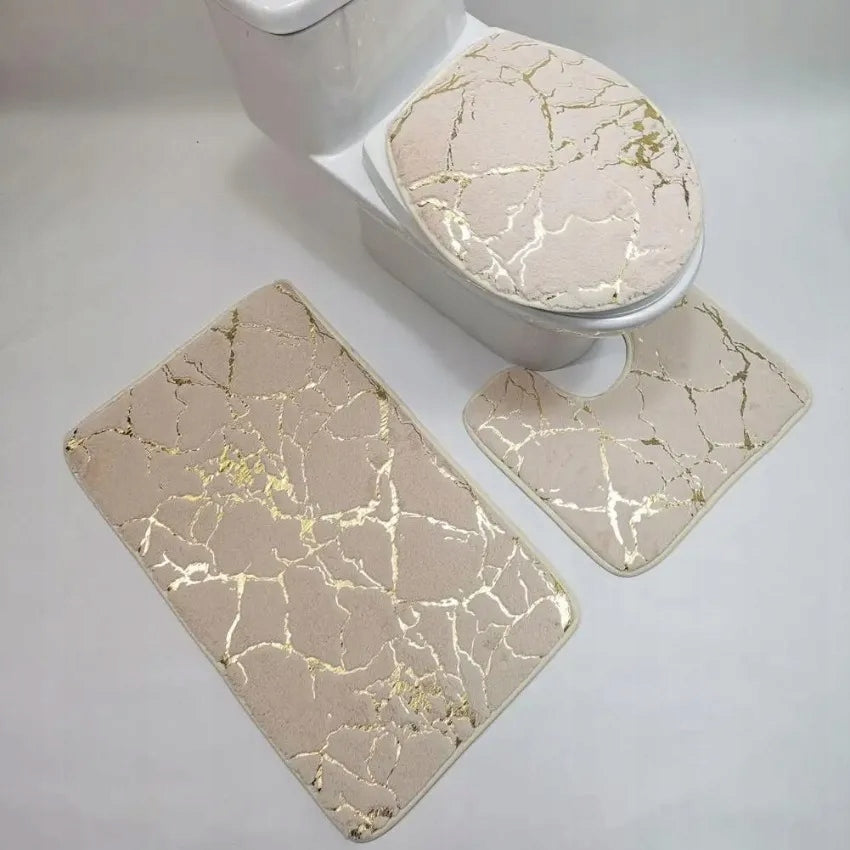 BATHROOM RUGS SET OF 3 NON-SLIP 3IN1 MARBLE SET Brand Best