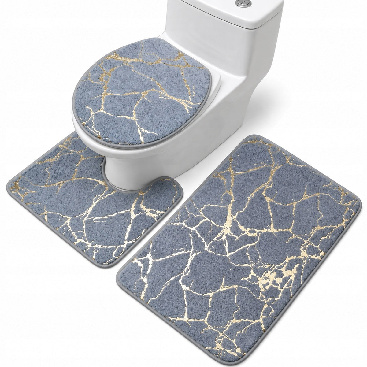 BATHROOM RUGS SET OF 3 NON-SLIP QUICK-DRYING MARBLE