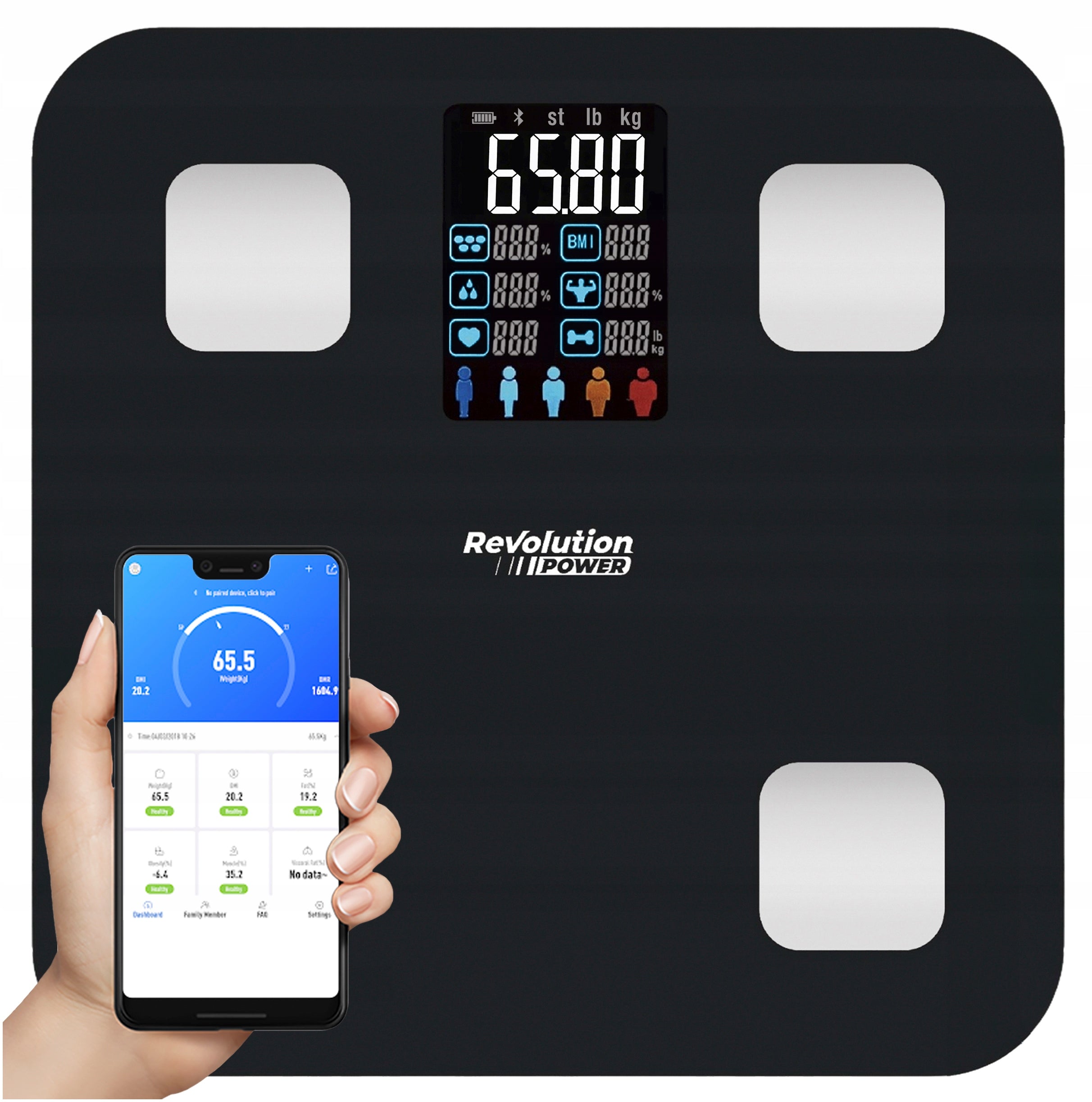BATHROOM SCALE ANALYTICAL ELECTRONIC SMART APPLICATION in Polish BMI Packaging status original