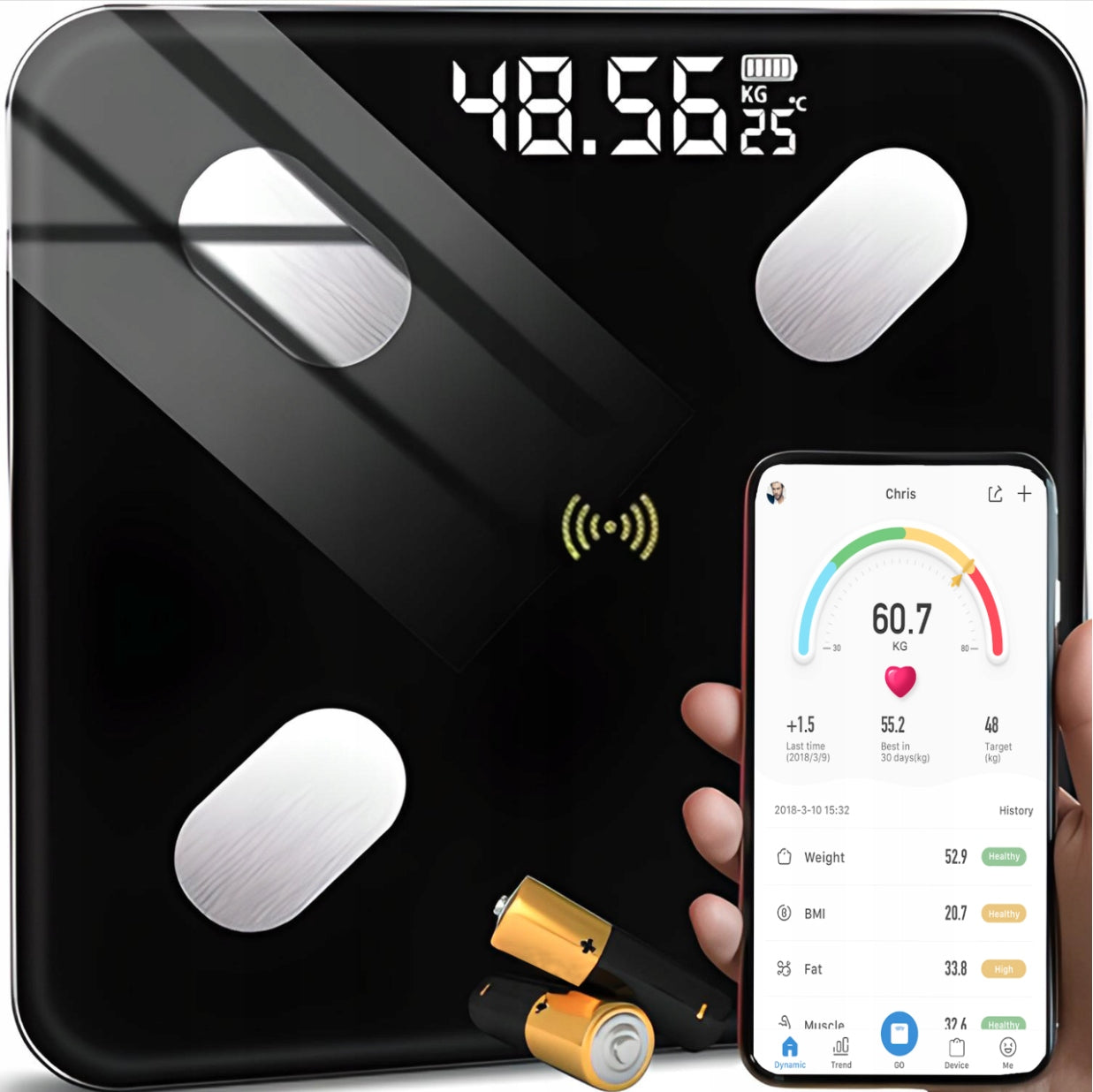 BATHROOM SCALE ANALYTICAL GLASS APPLICATION BMI FAT MEASUREMENT 180kg