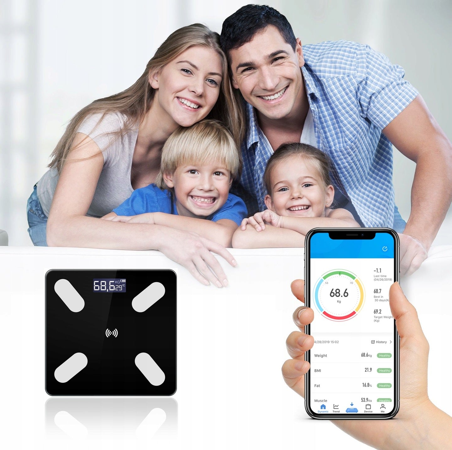 BATHROOM SCALE ANALYTICAL SENSORS PRECISION SMART+ APPLICATION in Polish Manufacturer code WG110 SMART+ MODEL 2026 BLUETOOTH