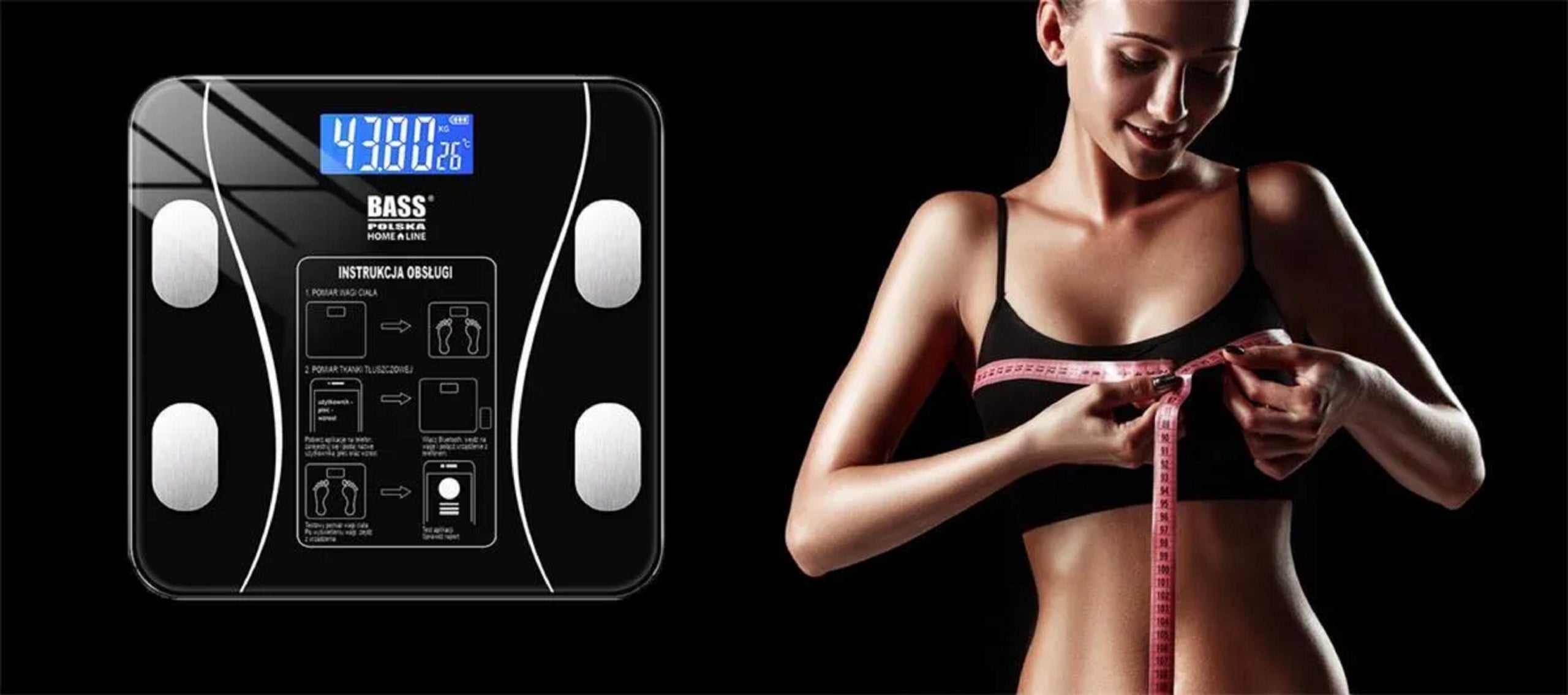 BATHROOM SCALE ELECTRONIC ANALYTICAL APPLICATION + MEASURING CUP + BATTERIES Packaging status original