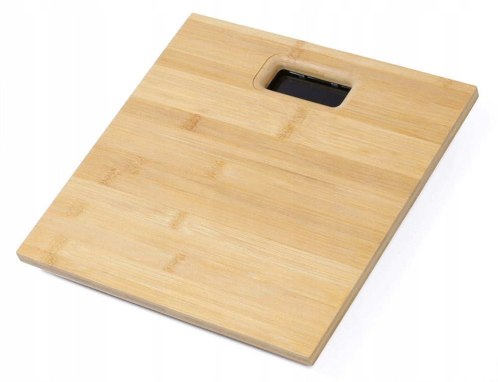 BATHROOM SCALE NATURAL BAMBOO DISPLAY LED THERMOMETER Brand Interlook