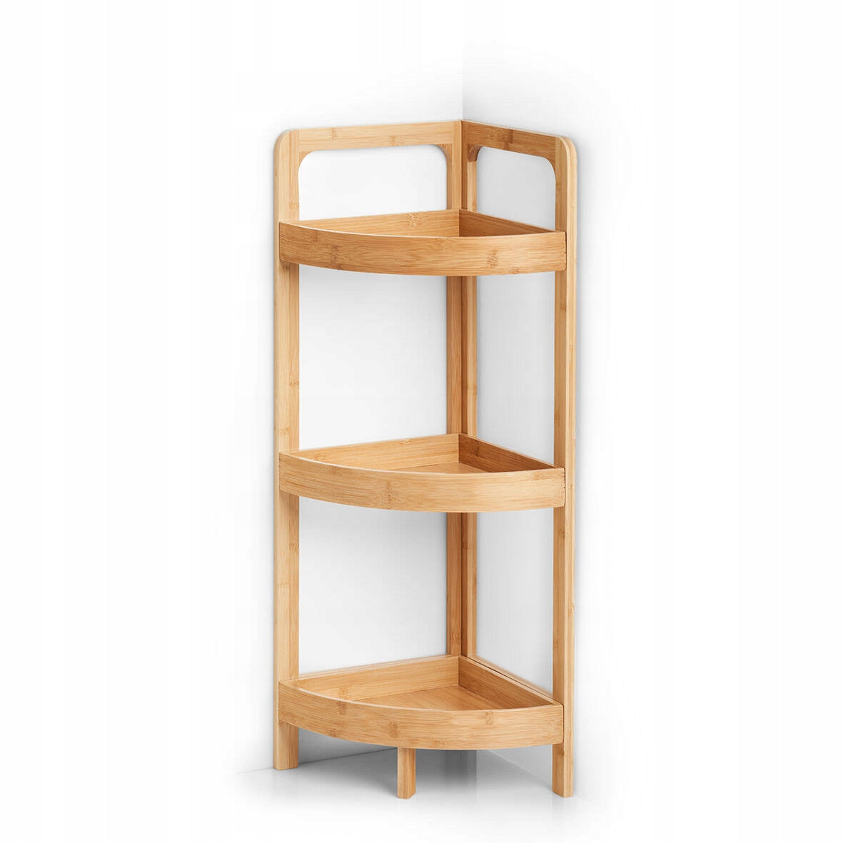 BATHROOM SHELF CORNER BAMBOO BATHROOM SHELVING UNIT BROWN 85cm