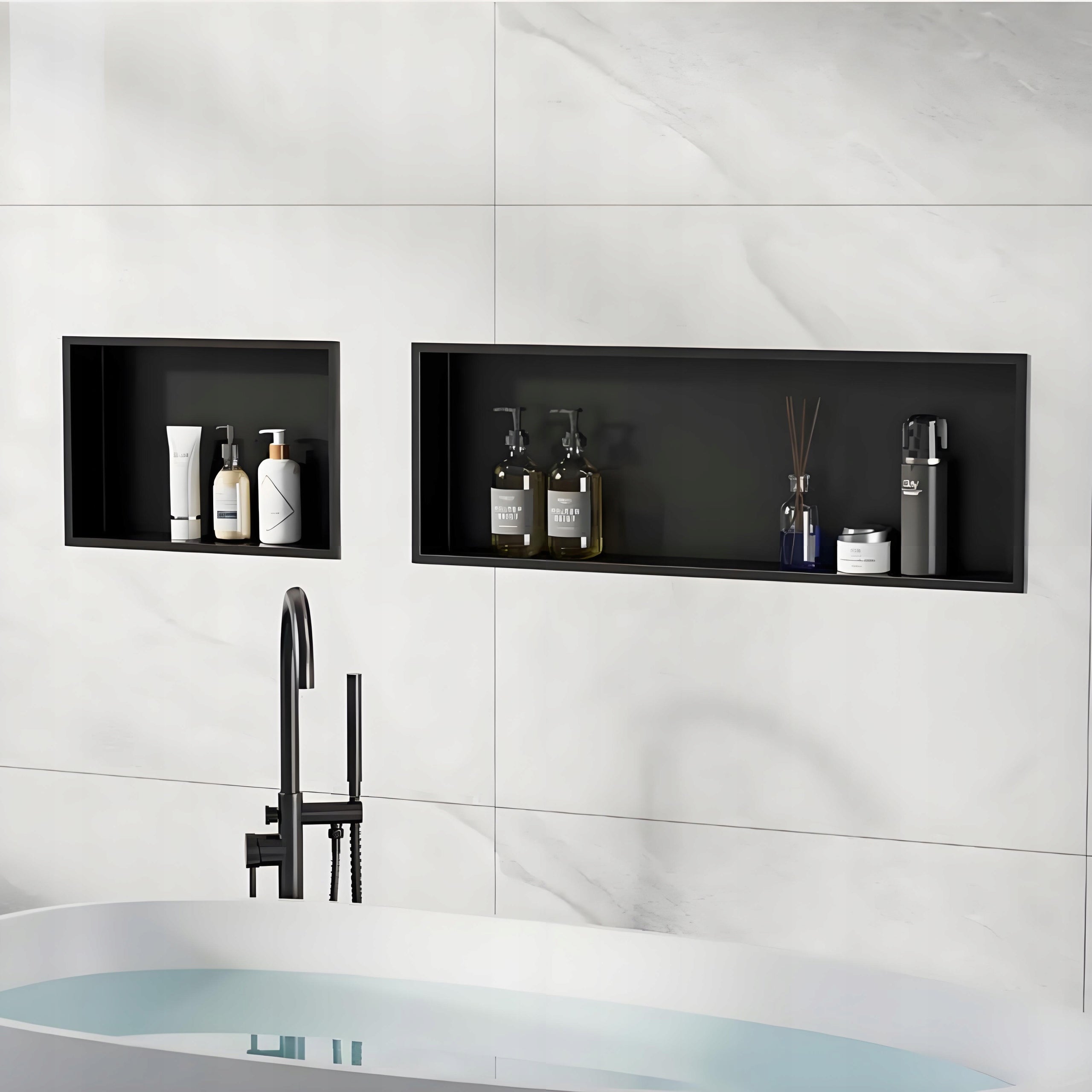BATHROOM SHELF FLUSH-MOUNTED COLLAR 60x30CM BLACK MODERN Manufacturer code PÓŁKA WNĘKOWA ŁAZIENKOWA 60*30cm