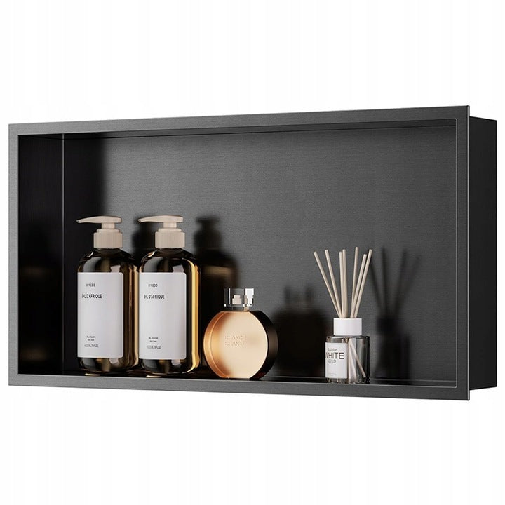 BATHROOM SHELF FLUSH-MOUNTED COLLAR 60x30CM BLACK MODERN