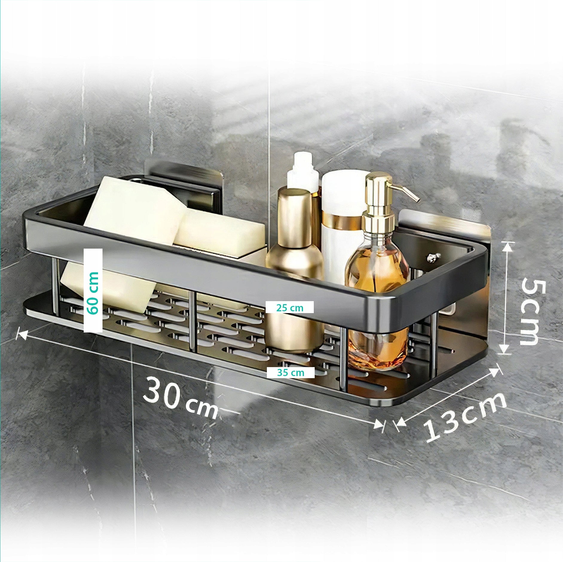 BATHROOM SHELF HANGING FOR SHOWER SELF-ADHESIVE METAL LOFT 2 PIECES Packaging status original
