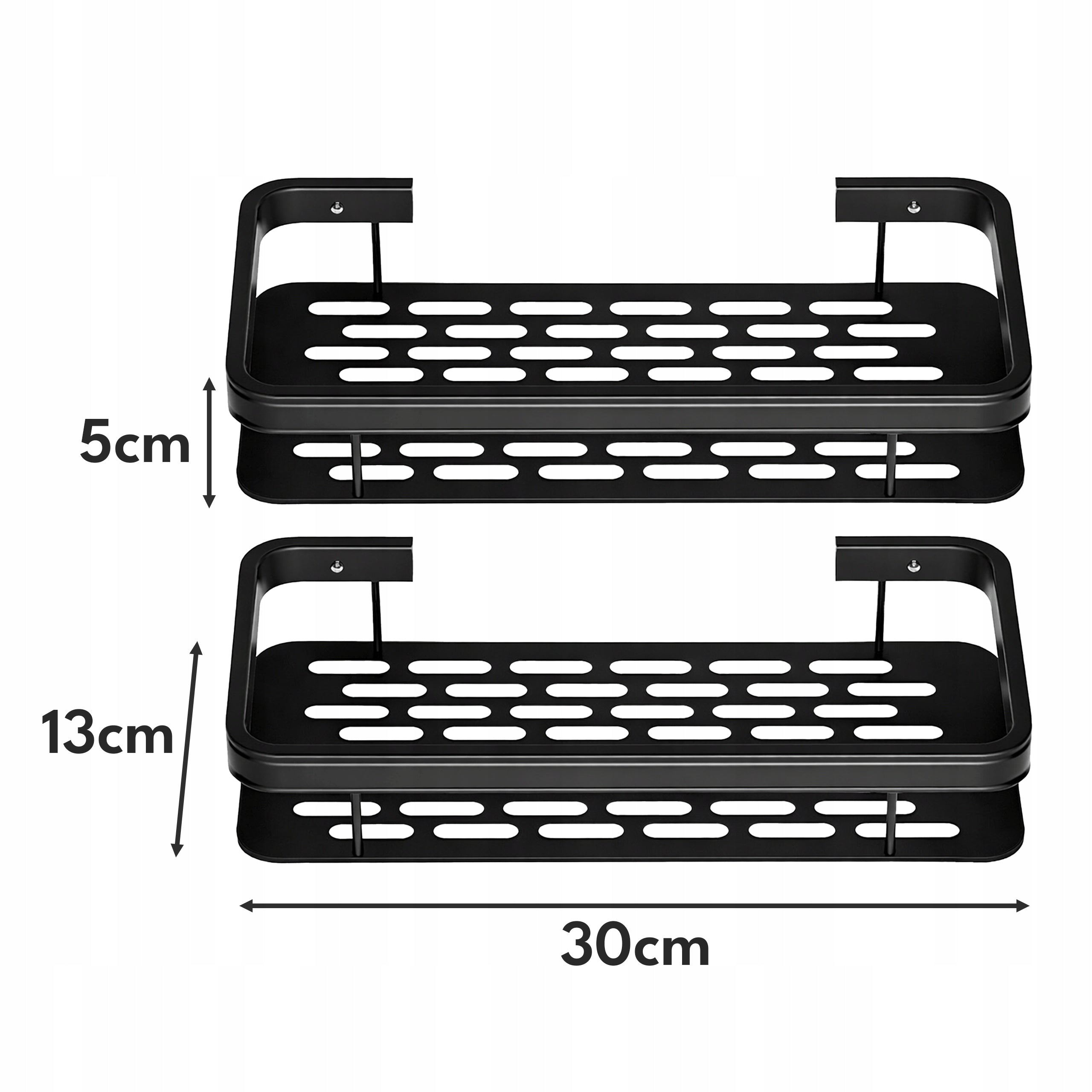 BATHROOM SHELF HANGING SHOWER SELF ADHESIVE WALL MOUNTED 2 PIECES BLACK Manufacturer code PÓŁKA WISZĄCA ŁAZIENKOWA SAMOPRZYLEPNA ŚRUBKA