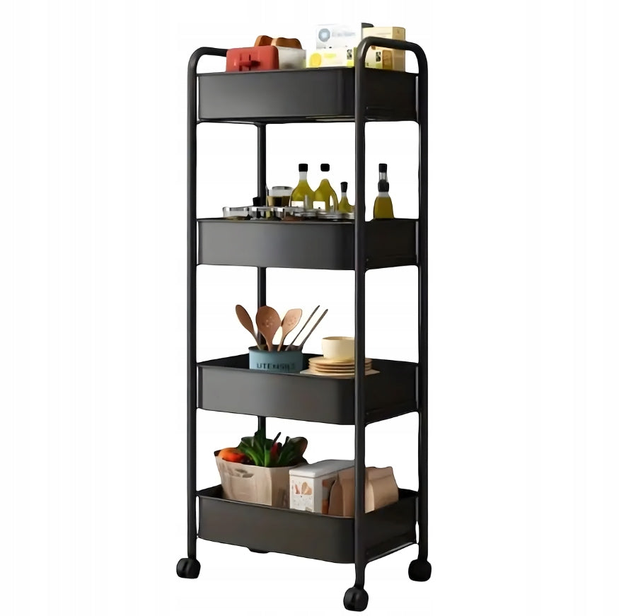 BATHROOM SHELF ON WHEELS 4 LEVELS Mobile Kitchen Cabinet Furniture height 90 cm