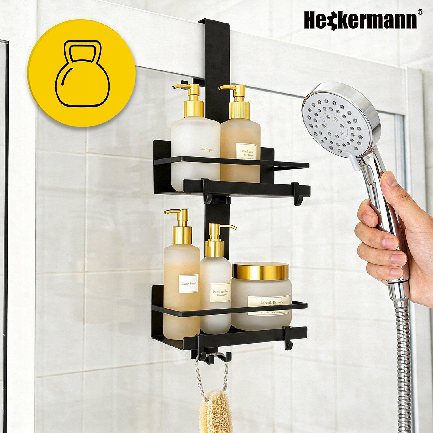 BATHROOM SHELF STAINLESS SUSPENDED BLACK SHOWER DOOR FRAMES Packaging status original