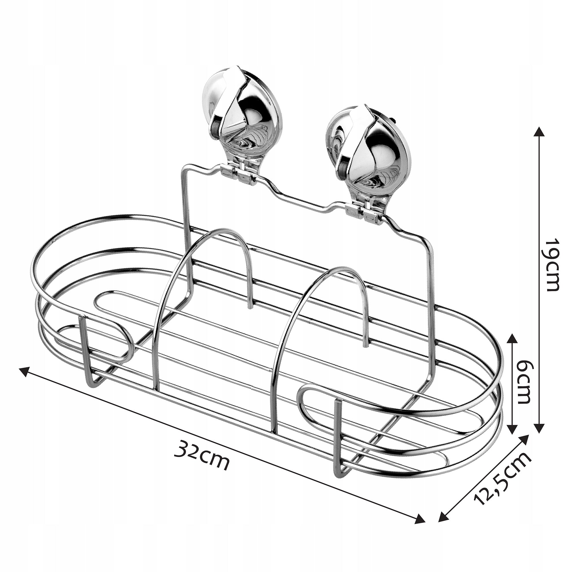 BATHROOM SHELF WITHOUT DRILLING HANGING SHOWER WITH SUCTION CUPS CHROME Brand Kadax