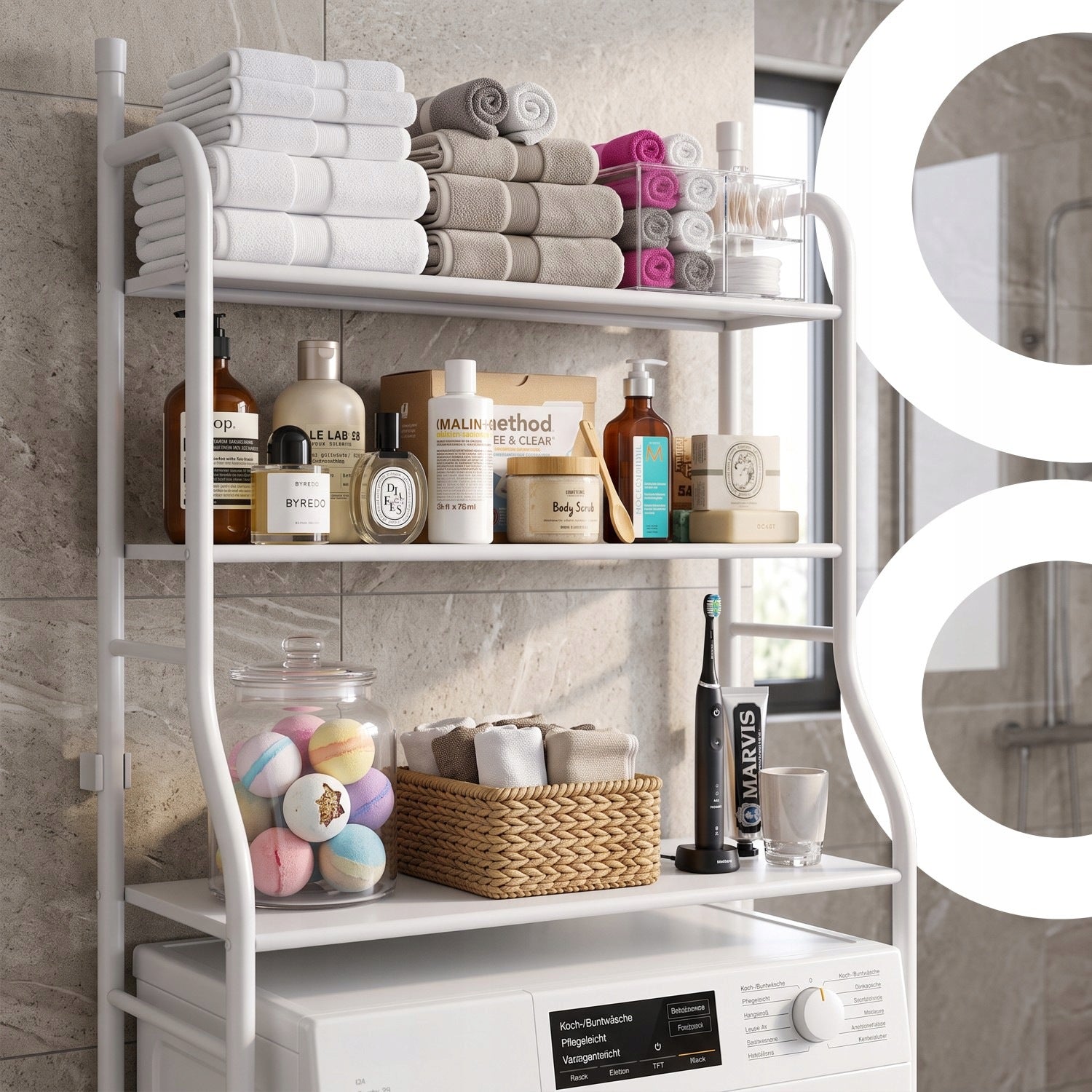 BATHROOM SHELVING CABINET 3 SHELVES SHELF RACK OVER TOILET SEAT WARDROBE Manufacturer code O1010