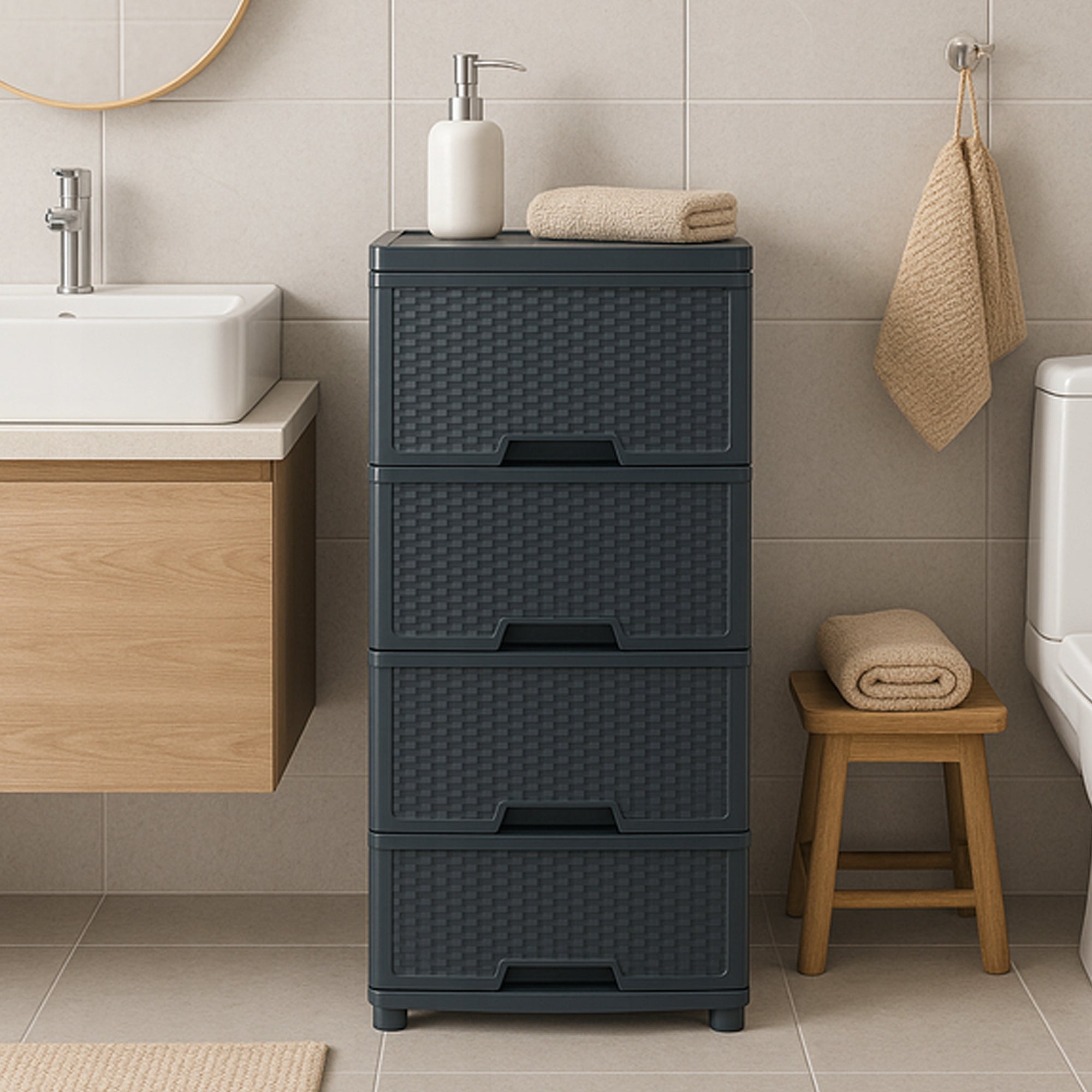 BATHROOM SHELVING UNIT CHEST OF DRAWERS FREESTANDING PLASTIC Manufacturer code 5908044201979