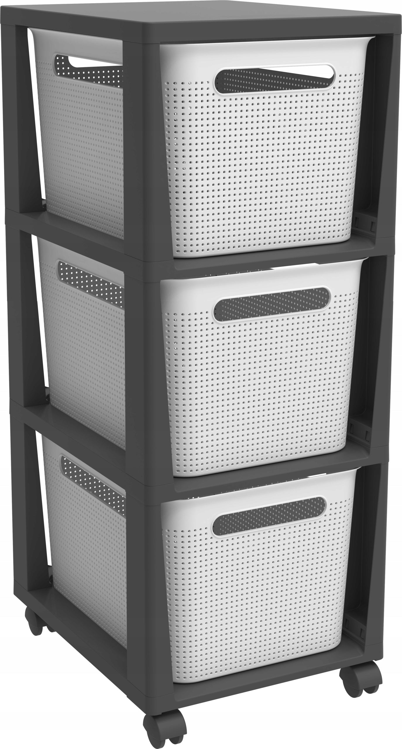 BATHROOM SHELVING UNIT CHEST OF DRAWERS WITH WHEELS WITH 3 BASKETS ROTHO ANTHRACITE WHITE 3x16L Packaging status original