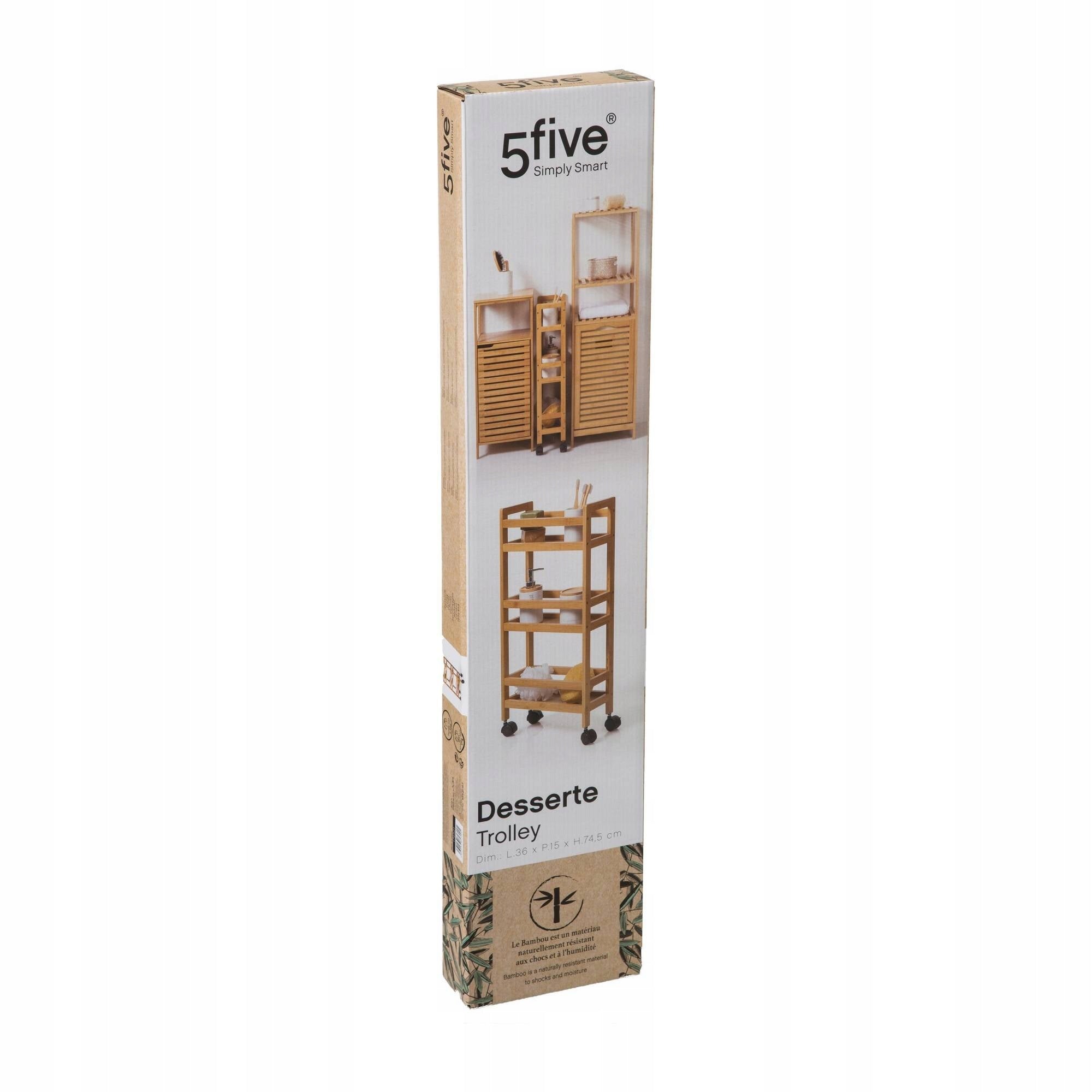 BATHROOM SHELVING UNIT WOODEN MOBILE BAMBOO ON WHEELS 3 SHELVES Brand 5five Simply Smart