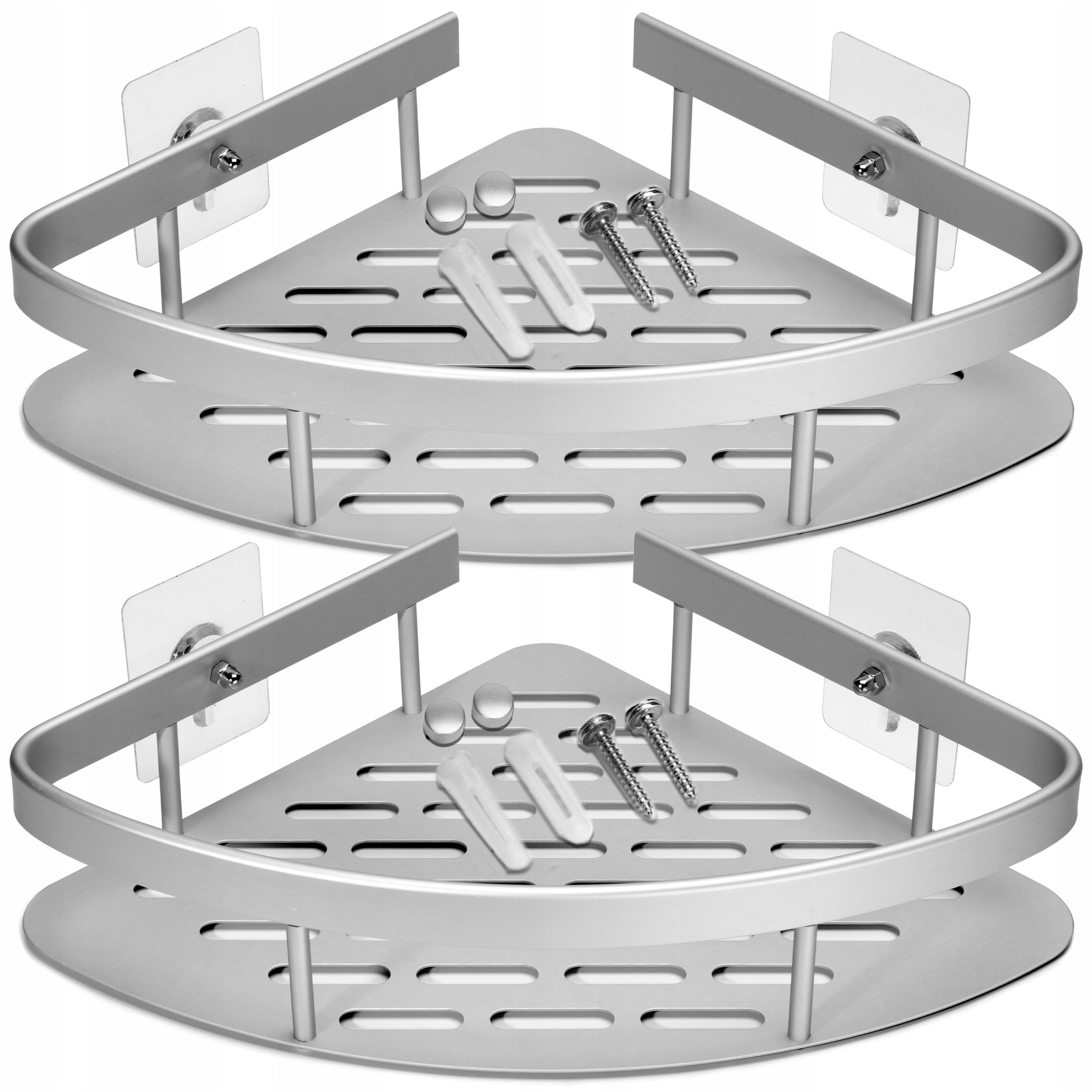 BATHROOM SHOWER SHELF HANGING CORNER ALUMINUM STICKY PEGS
