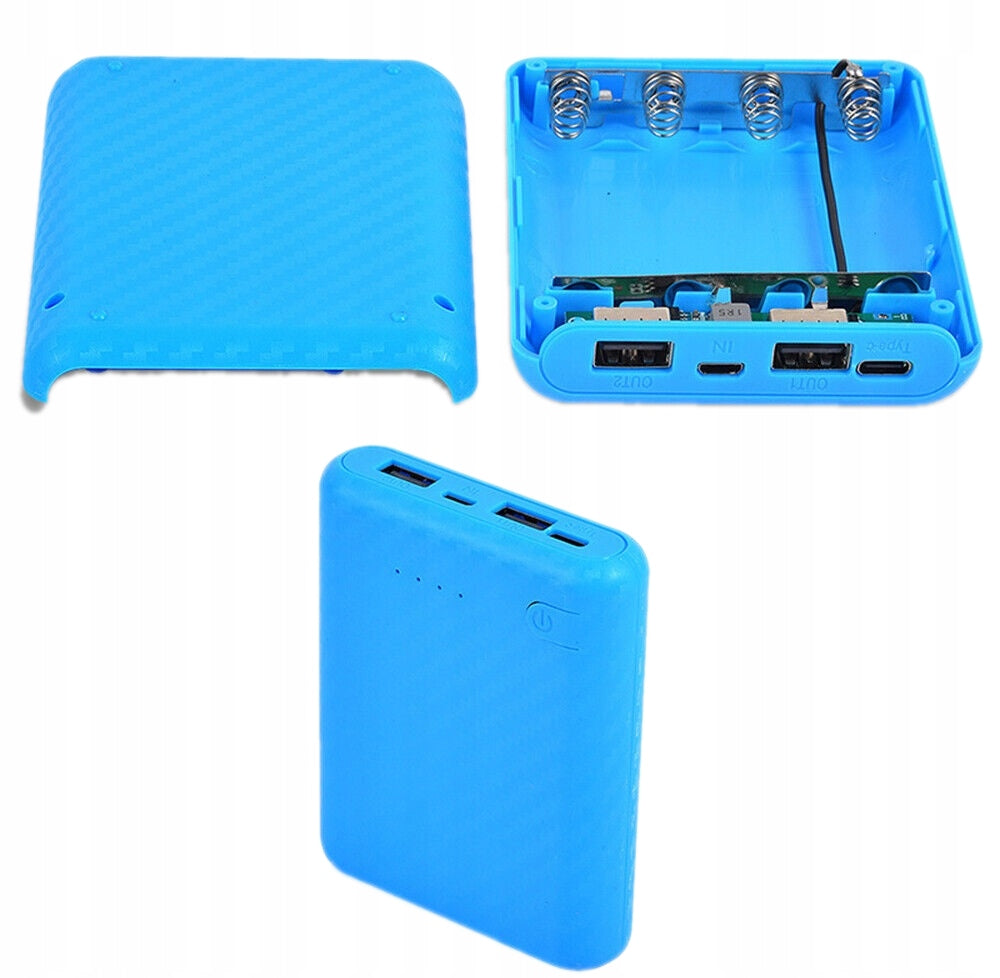 BATTERIES POWER BANK 4x 18650 2X USB-A + MICRO USB + USB-C