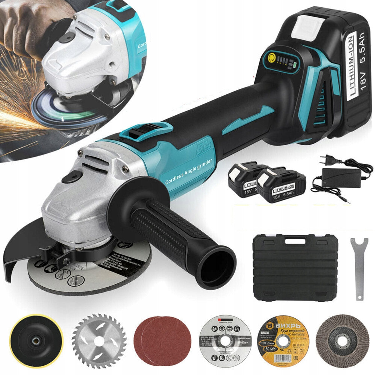 BATTERY ANGLE GRINDER for Makita BATTERY 18V 125mm 1100W