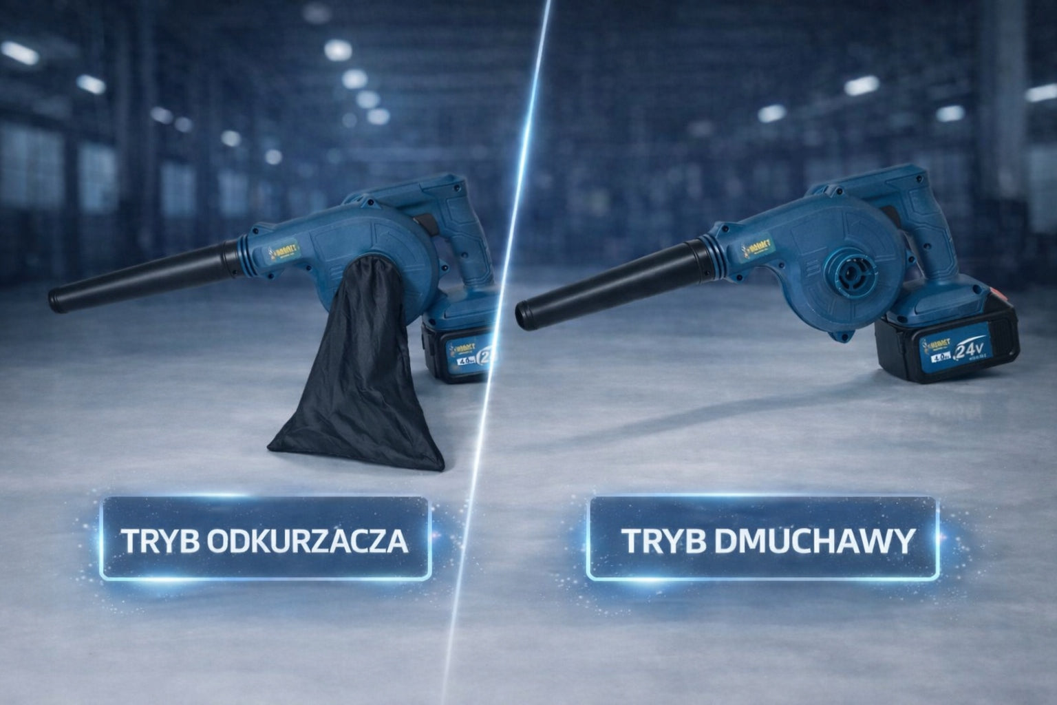 BATTERY BLOWER FOR SNOW LEAVES VACUUM CLEANER 2in1 POWERFUL 2xAKU 24V 4Ah Tool weight 2 kg