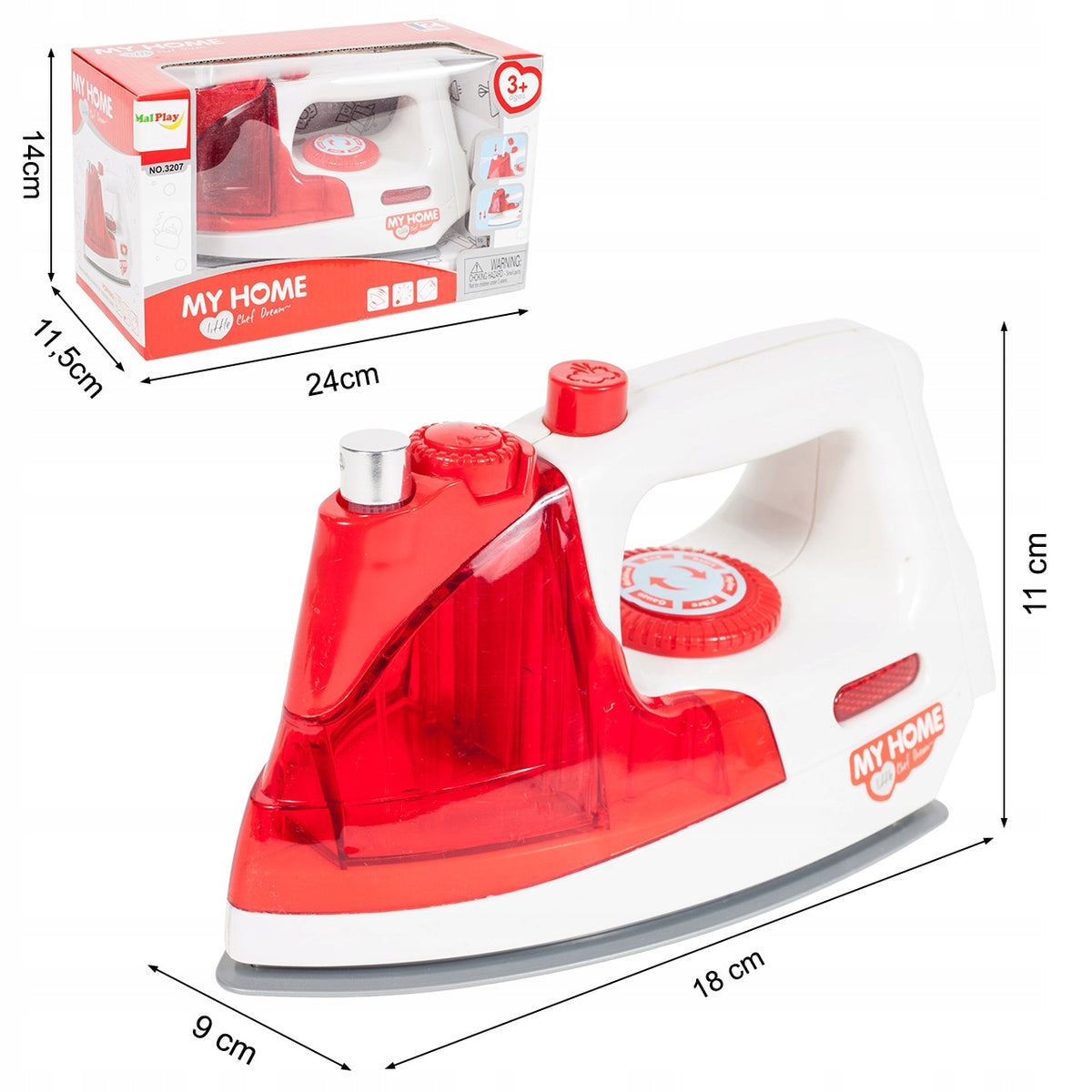 BATTERY OPERATED CHILDREN'S IRON WITH IRONING WASHER LIGHT SOUND Batteries included no