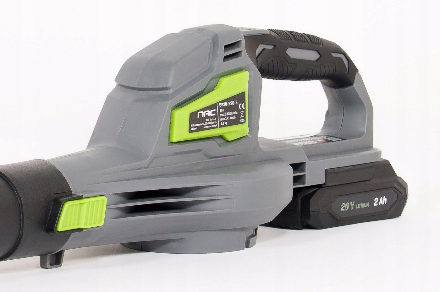 BATTERY-POWERED LEAF BLOWER NAC 20V 141 km/h +BATTERY 2,0 Ah +Charger Air velocity 141 km/h