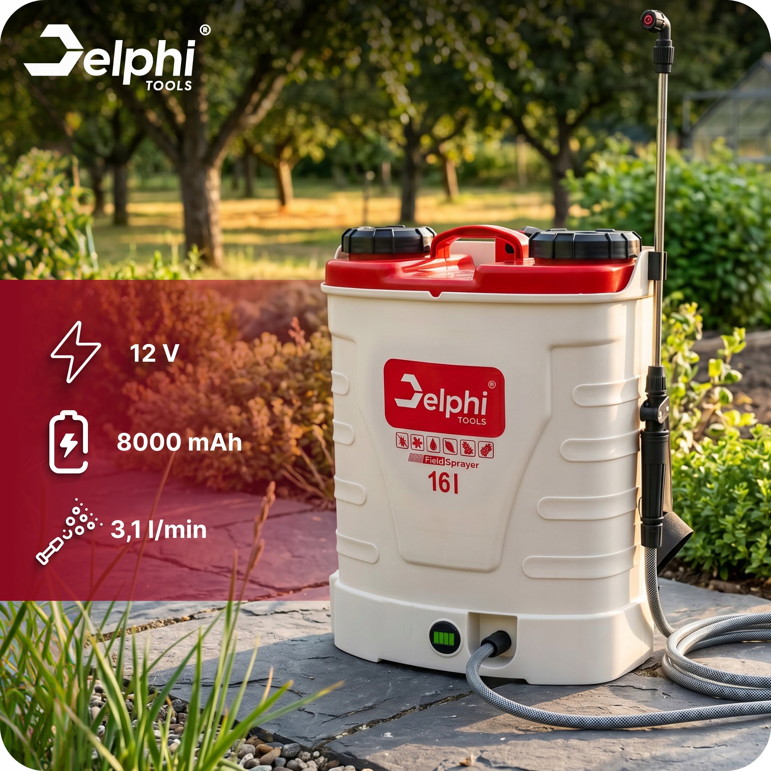 BATTERY PRESSURE BACKPACK SPRAYER 16L GARDEN 8Ah NOZZLES HOSE Manufacturer code Elektryczny Opryskiwacz Zestaw Lanca