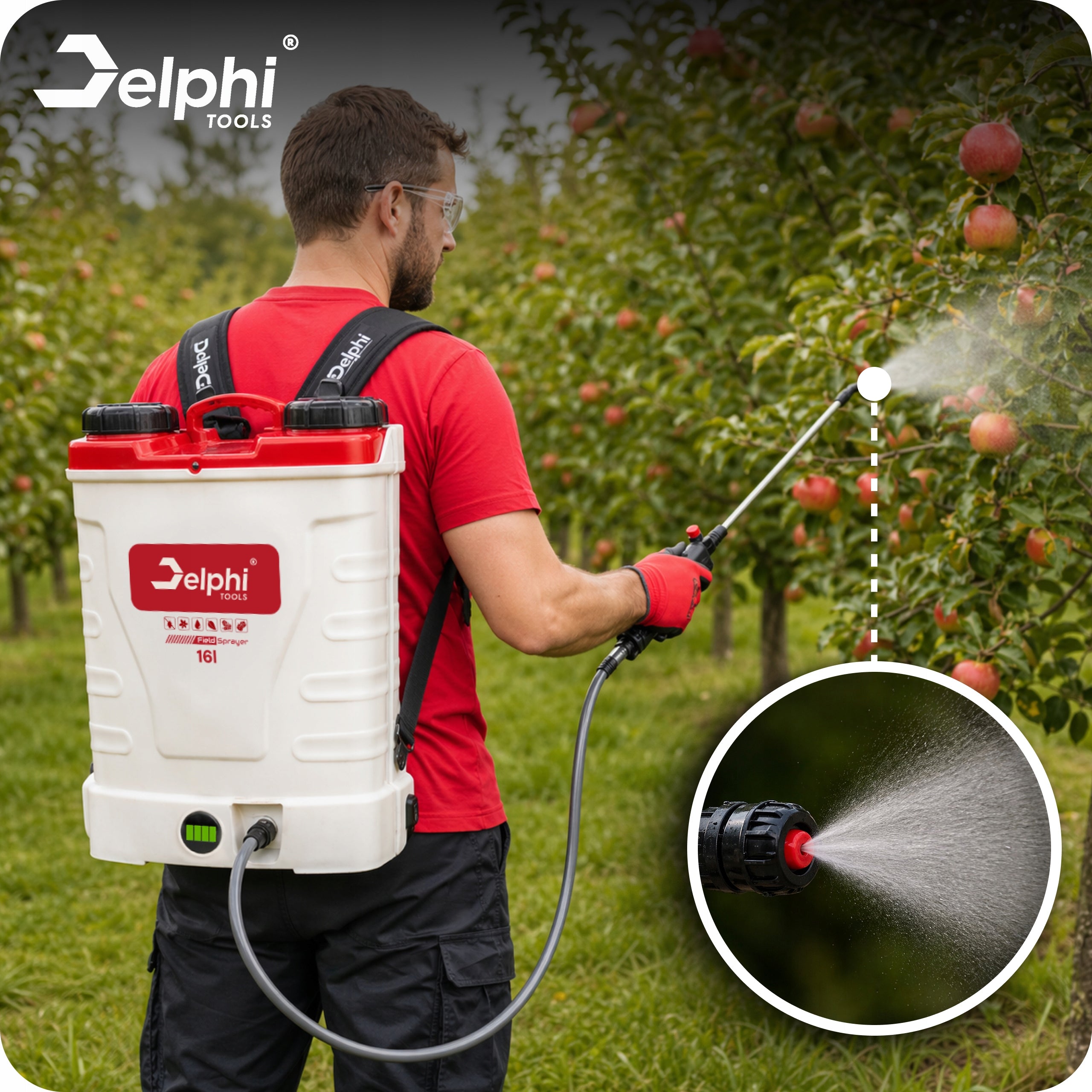 BATTERY PRESSURE BACKPACK SPRAYER 16L GARDEN 8Ah NOZZLES HOSE Power supply rechargeable battery