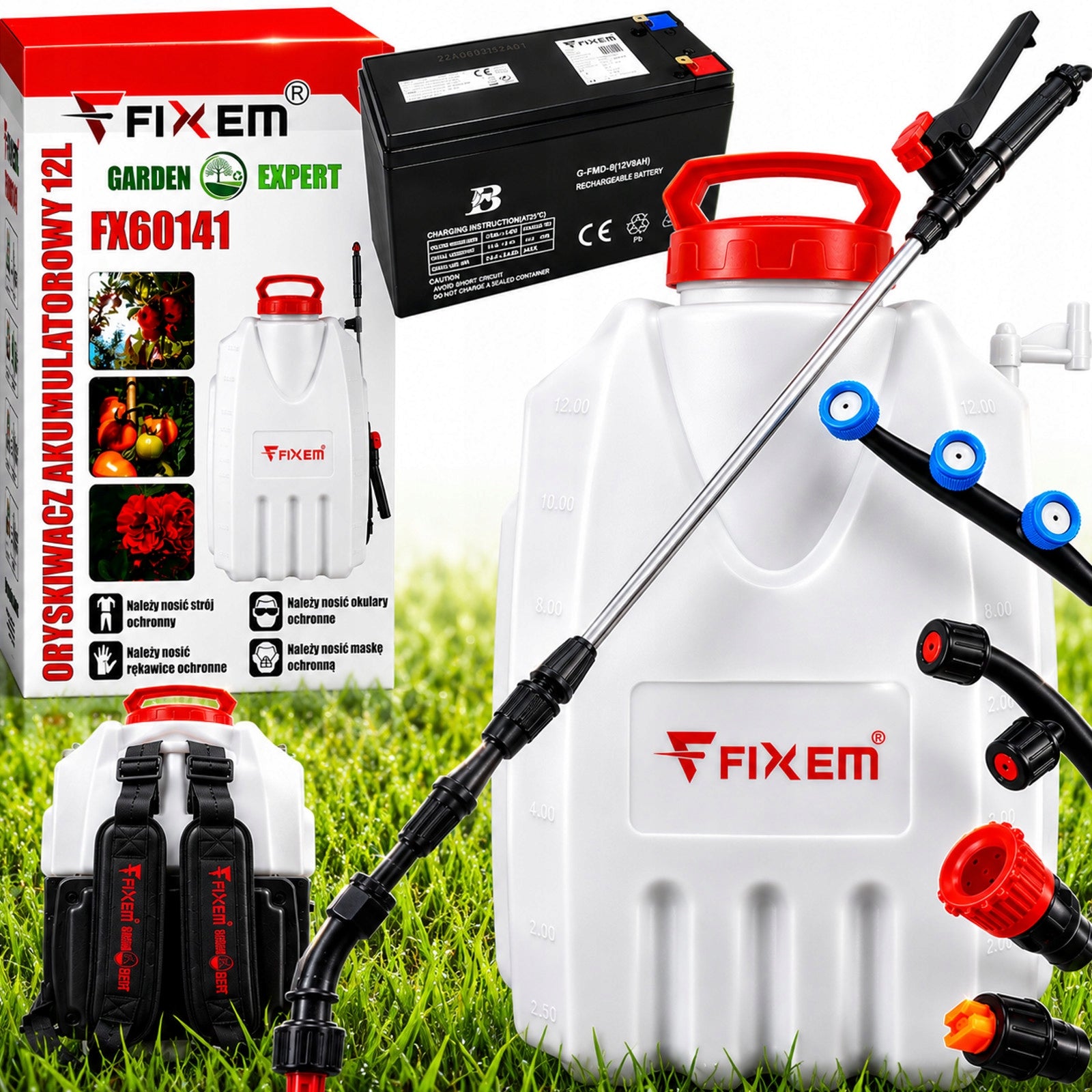 BATTERY PRESSURE SPRAYER BACKPACK ELECTRIC 12L LANCE 117cm