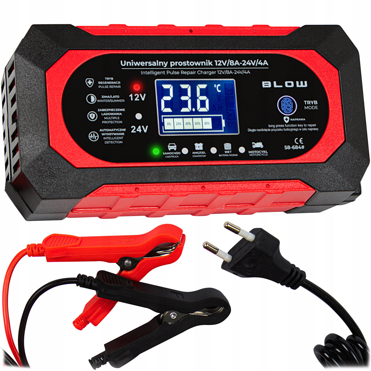 BATTERY RECTIFIER AUTOMATIC SMART CHARGER 24V 12V 8A