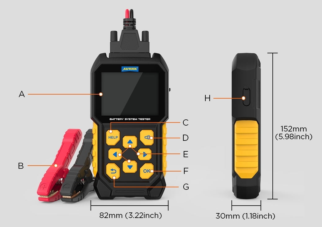 BATTERY TESTER 12v 24v Autool BT460 METER 30-300Ah j.PL Manufacturer code BT460 30-300Ah 12V 24V ŻELOWE GEL KWASOWE