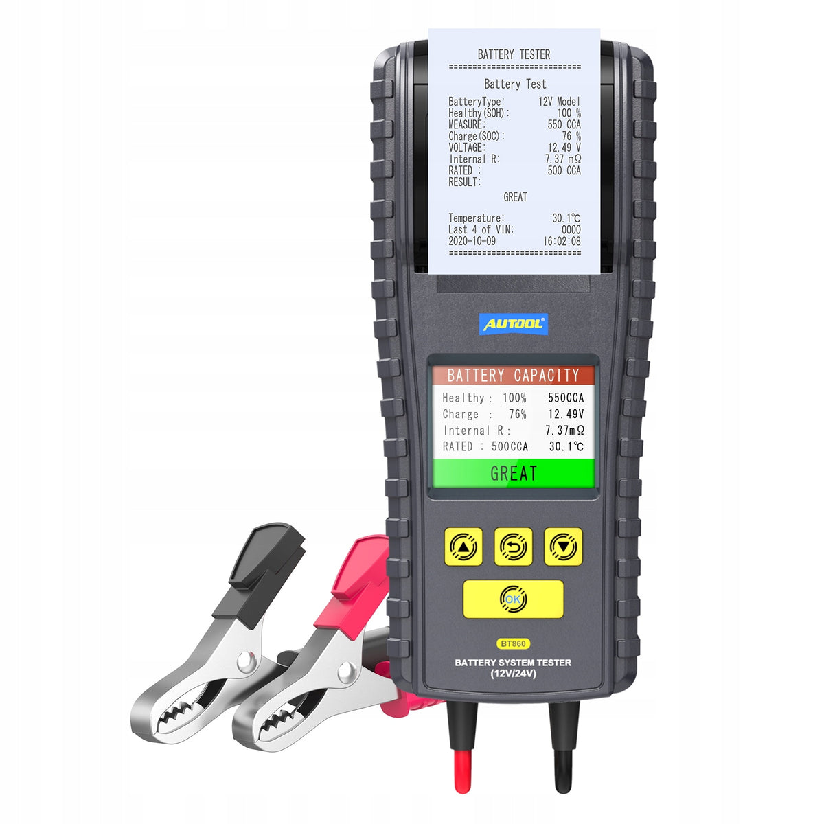 BATTERY TESTER WITH 12v 24v PRINTER Brand Autool