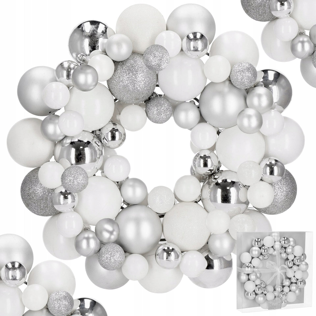 BAUBLE WREATH FOR DOOR CHRISTMAS DECORATION 34CM LARGE