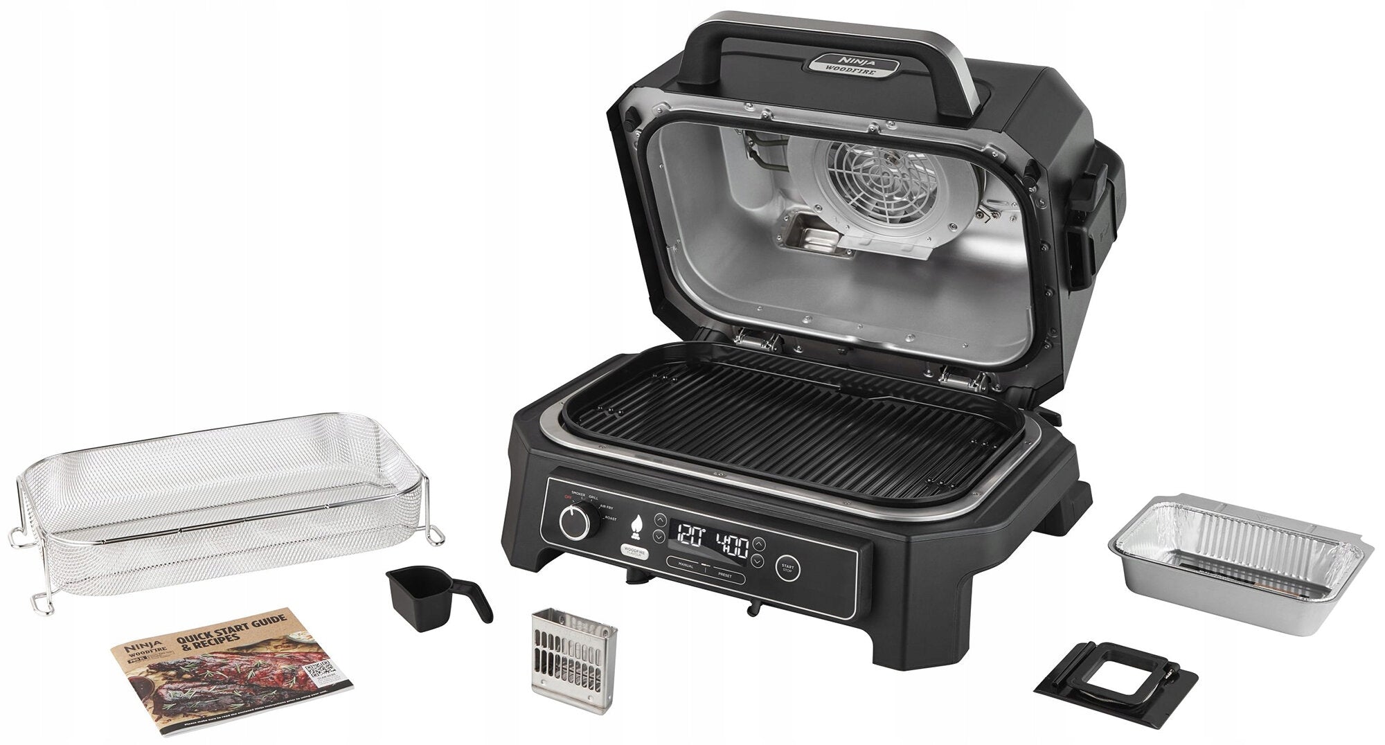 BBQ Electric Grill Ninja Woodfire Pro XL OG850EU 1395cm2 MEAT PROBE Model Grill piekarnik elektryczny wędzarka 3w1