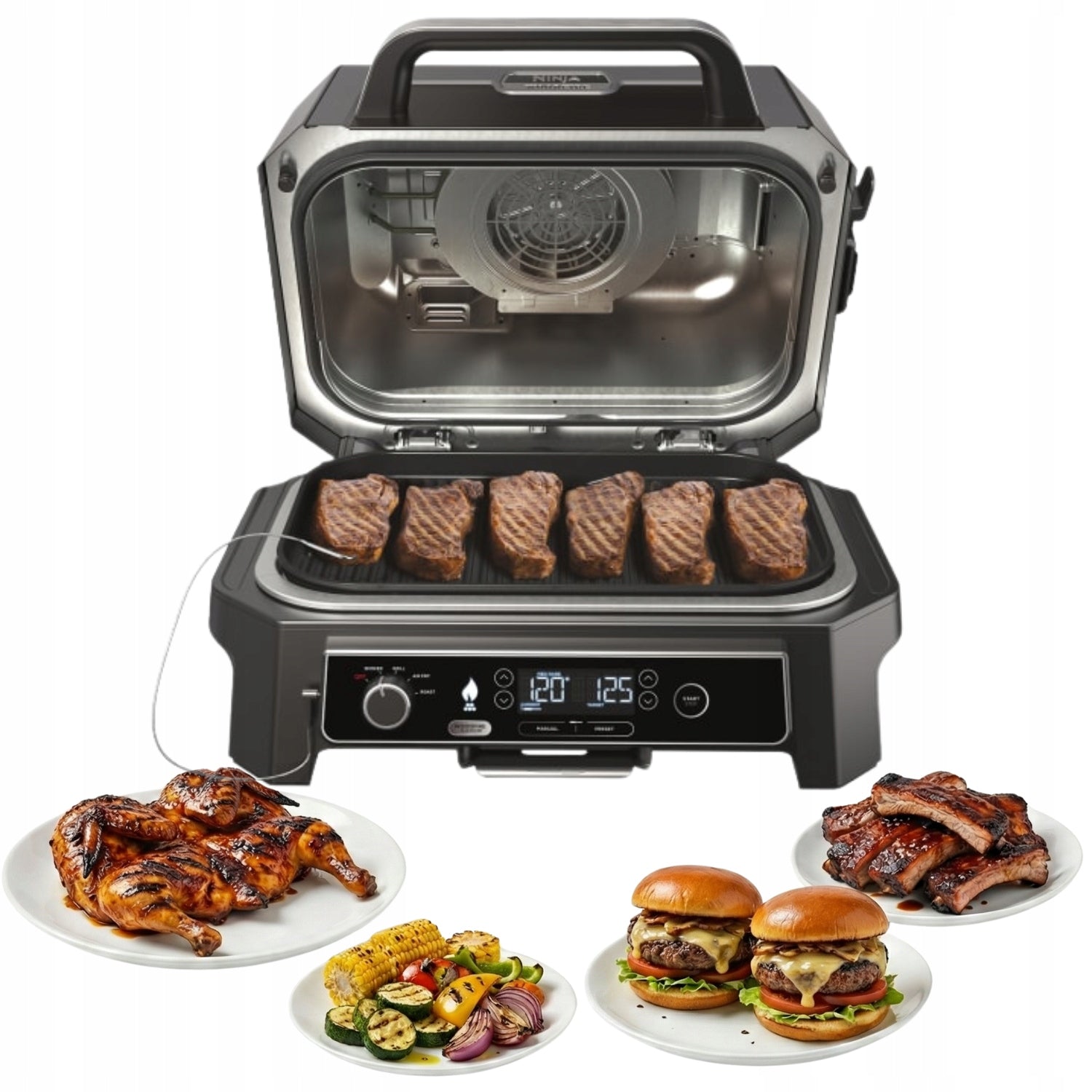 BBQ Electric Grill Ninja Woodfire Pro XL OG850EU 1395cm2 MEAT PROBE