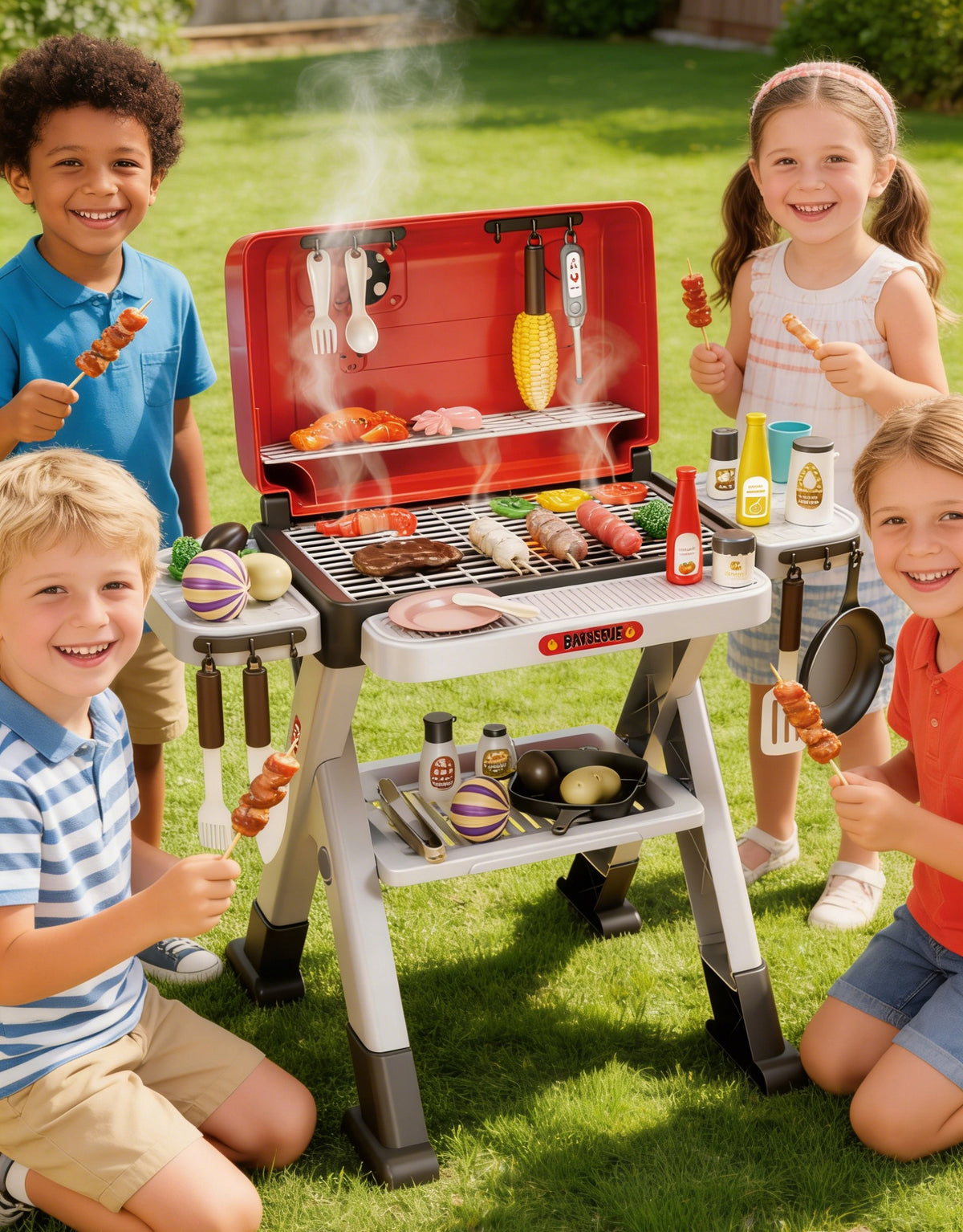 BBQ Kids Grill Interactive Smoke Light Sound Set of 40+ Accessories Manufacturer code Grill zabawkowy dla dzieci