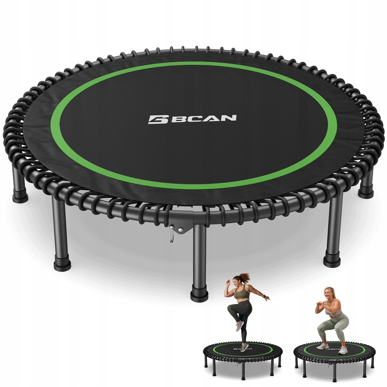 BCAN Mini fitness trampoline with handle 250 kg 123 cm