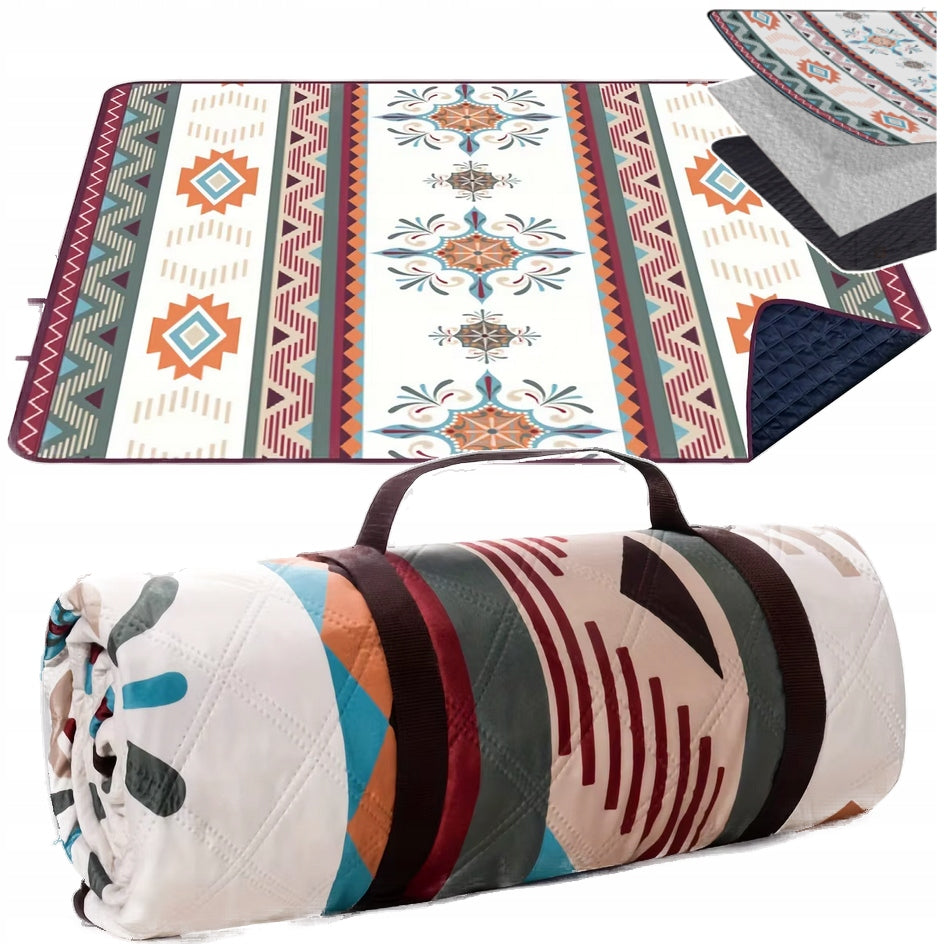 BEACH BLANKET PICNIC MAT 200X200 WATERPROOF LARGE XXL QUILTED