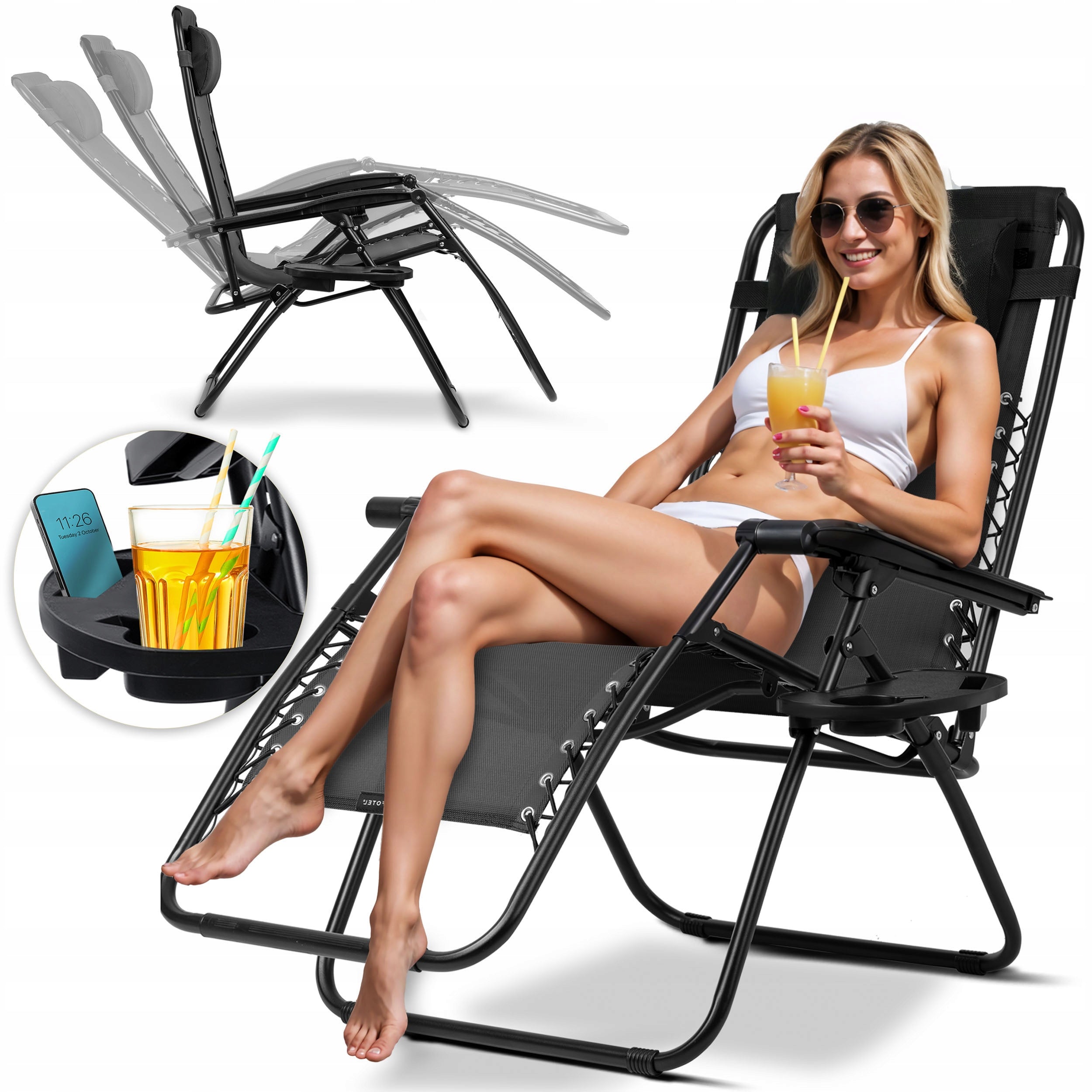BEACH CHAIR FOLDING ARMCHAIR ZERO GRAVITY FOLDING