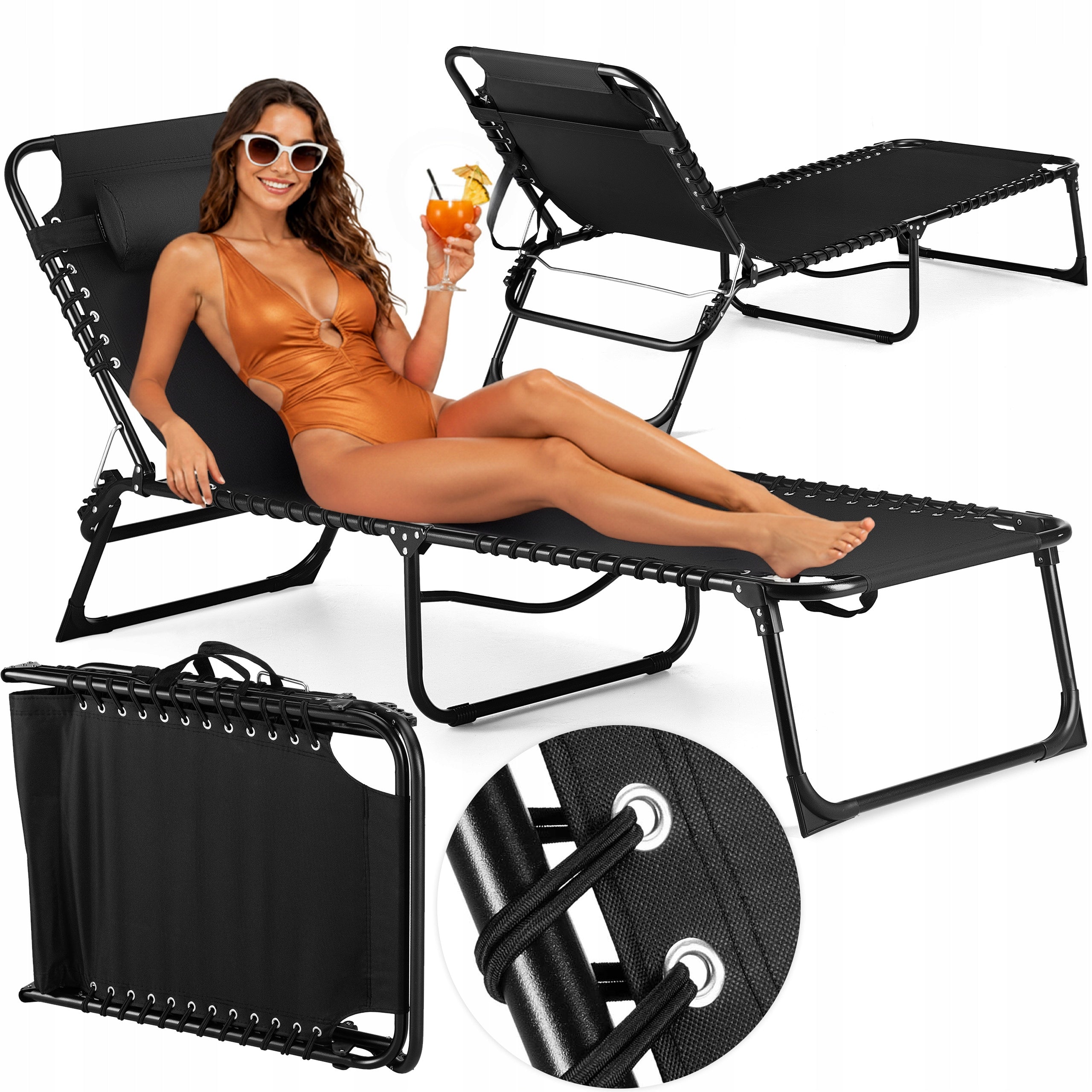 BEACH CHAIR FOLDING BEACH BED ADJUSTABLE BACKREST OUTTEC