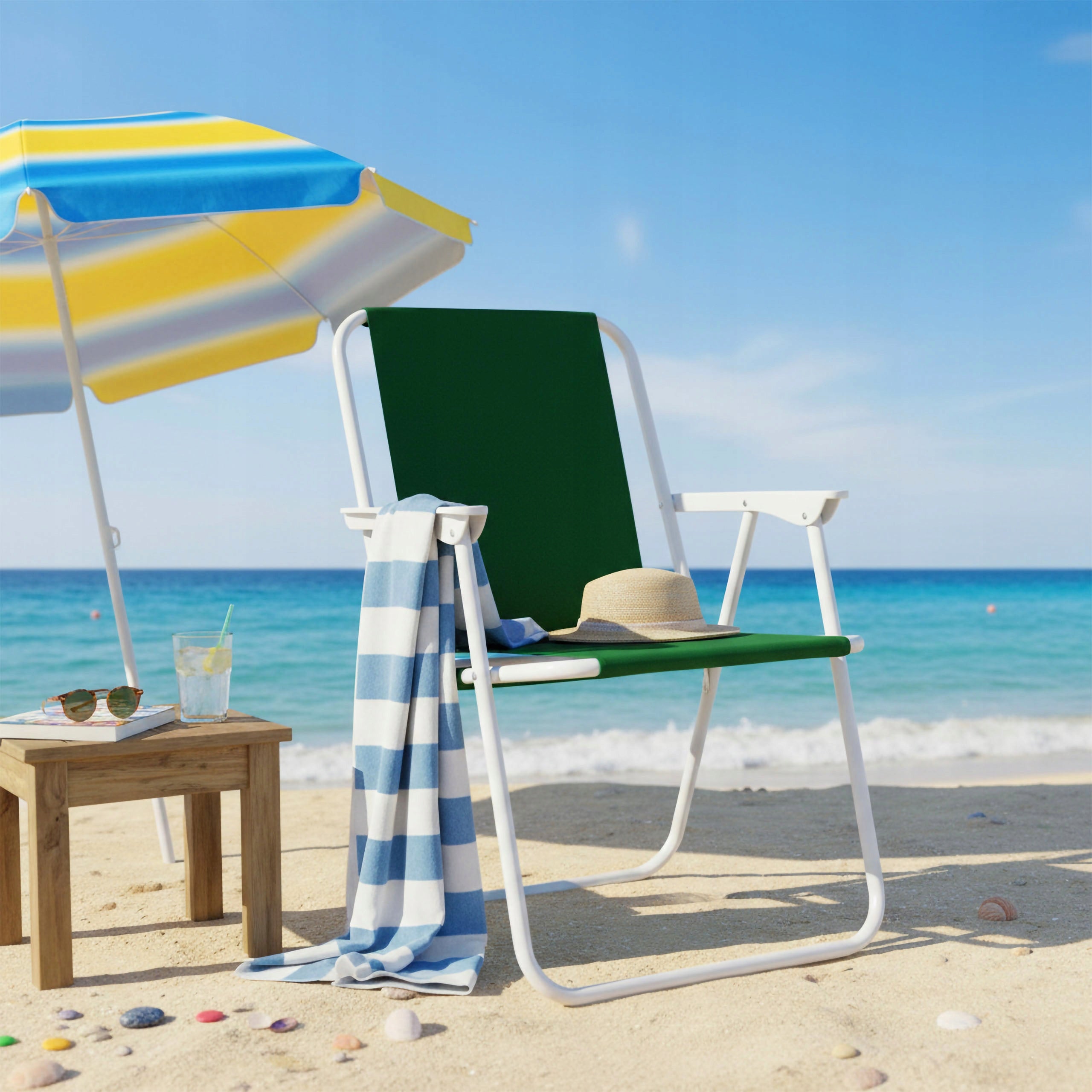 BEACH CHAIR FOLDING GARDEN HIKING CAMPING CHAIR REINFORCED Packaging status original