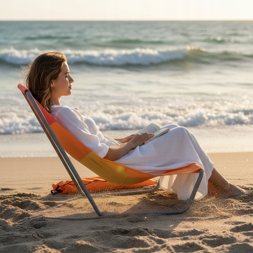 BEACH CHAIR YS-32 FOLDING ORANGE WITH MOBILE BAG LIGHT FOR HOLIDAYS Manufacturer code IdealGarden