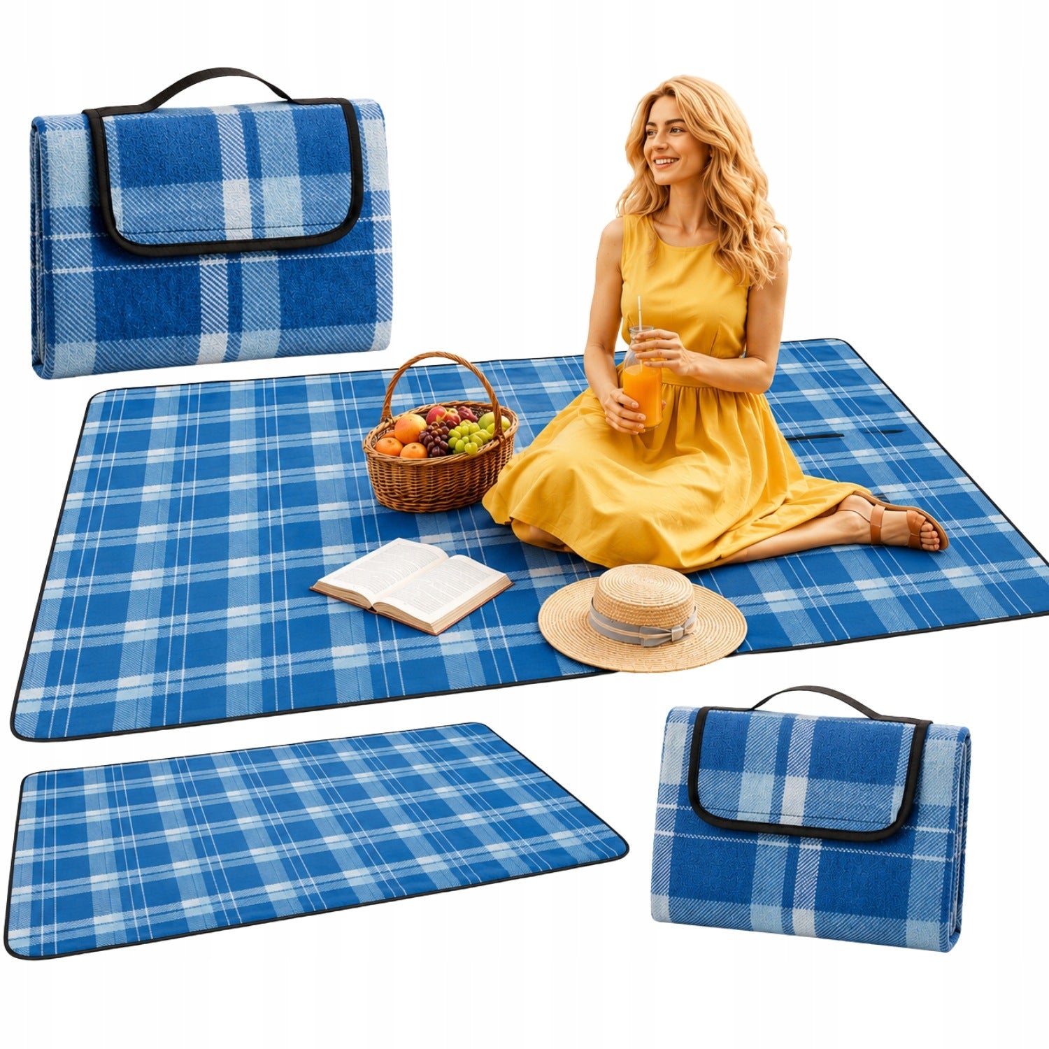 BEACH FOLDING BLANKET RECTANGULAR FOR PICNIC WATERPROOF 200 x 150 cm