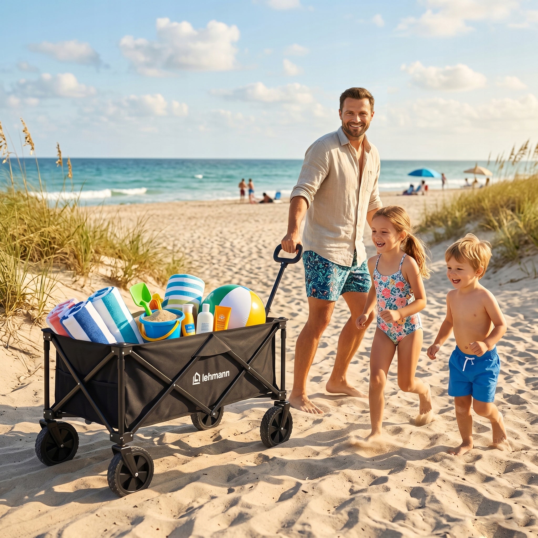 BEACH HIKING CART GARDEN OFF-ROAD TRANSPORT FOLDING WHEELS 360 Packaging status original