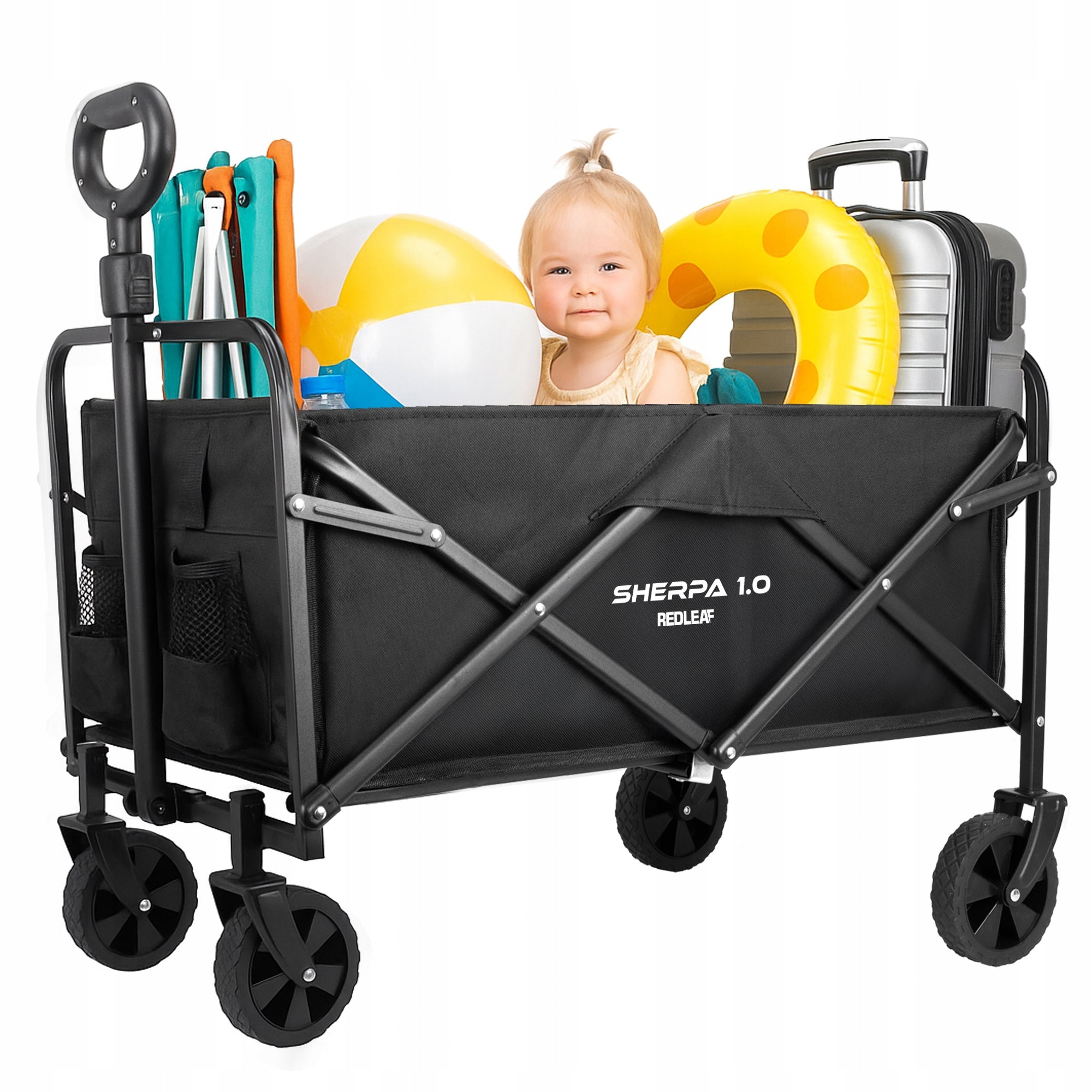 BEACH HIKING TROLLEY FOLDING GARDEN LARGE 80L 100KG MESH FREEBIE Brand Redleaf