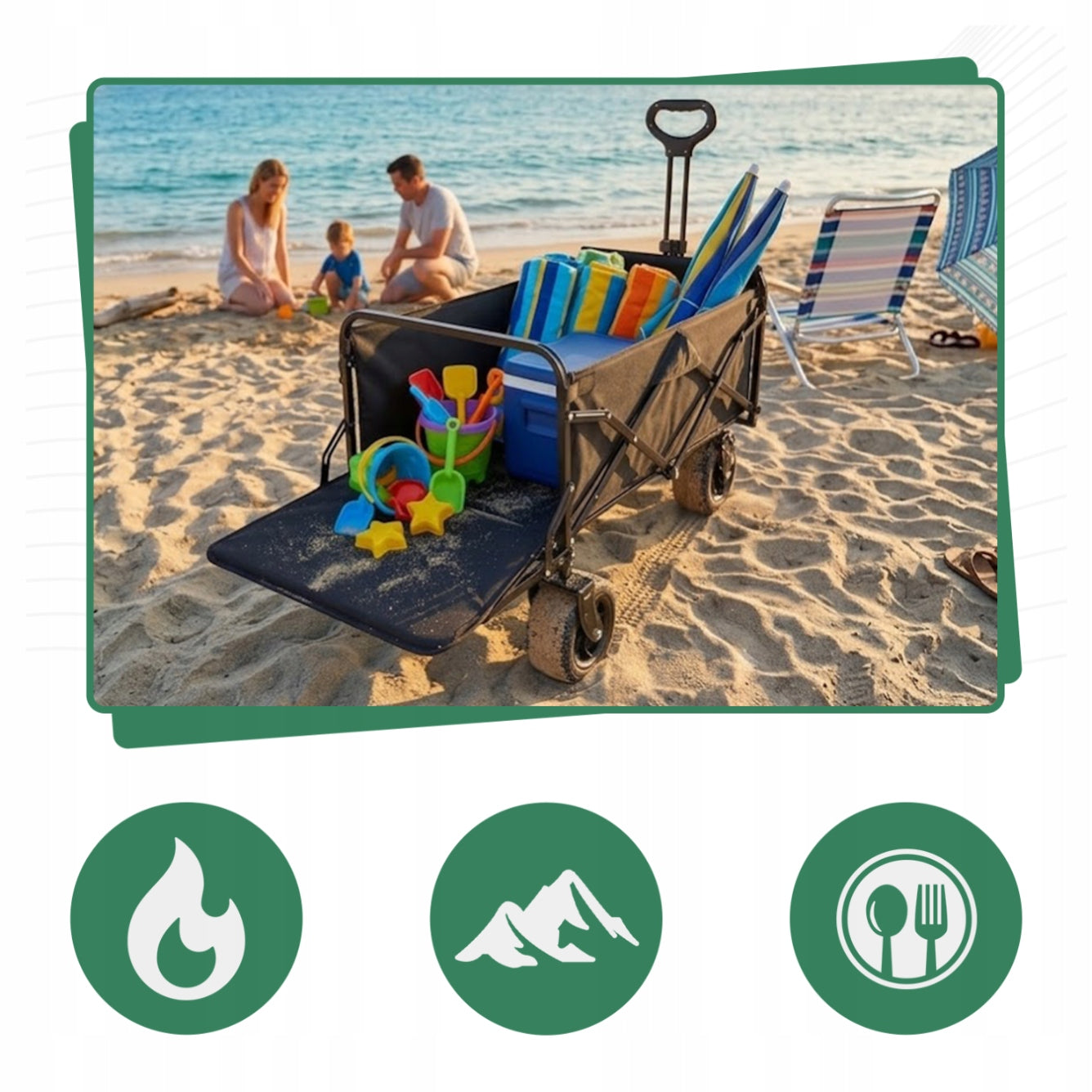 BEACH HIKING TROLLEY GARDEN FOLDING OPENING REAR 150KG camping Packaging status original