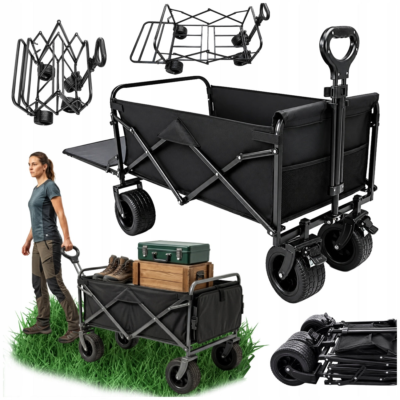 BEACH HIKING TROLLEY GARDEN FOLDING OPENING REAR 150KG camping