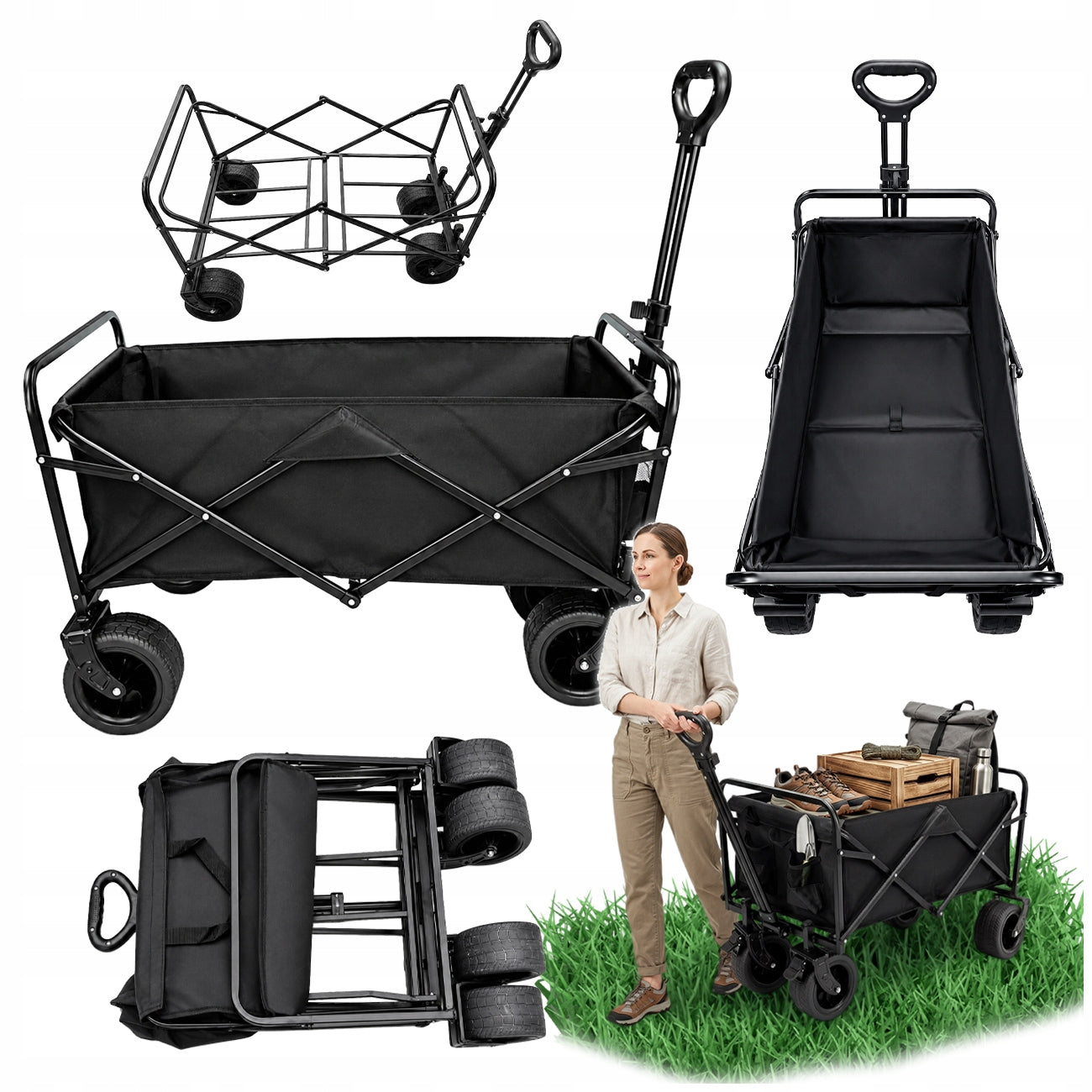 BEACH HIKING TROLLEY GARDEN FOLDING WHEELBARROW trailer XL 150kg Wheels number 4