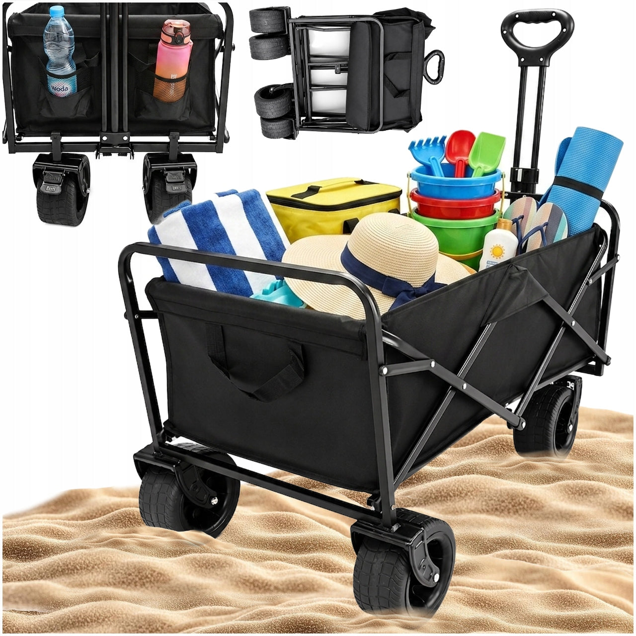 BEACH HIKING TROLLEY GARDEN FOLDING WHEELBARROW trailer XL 150kg