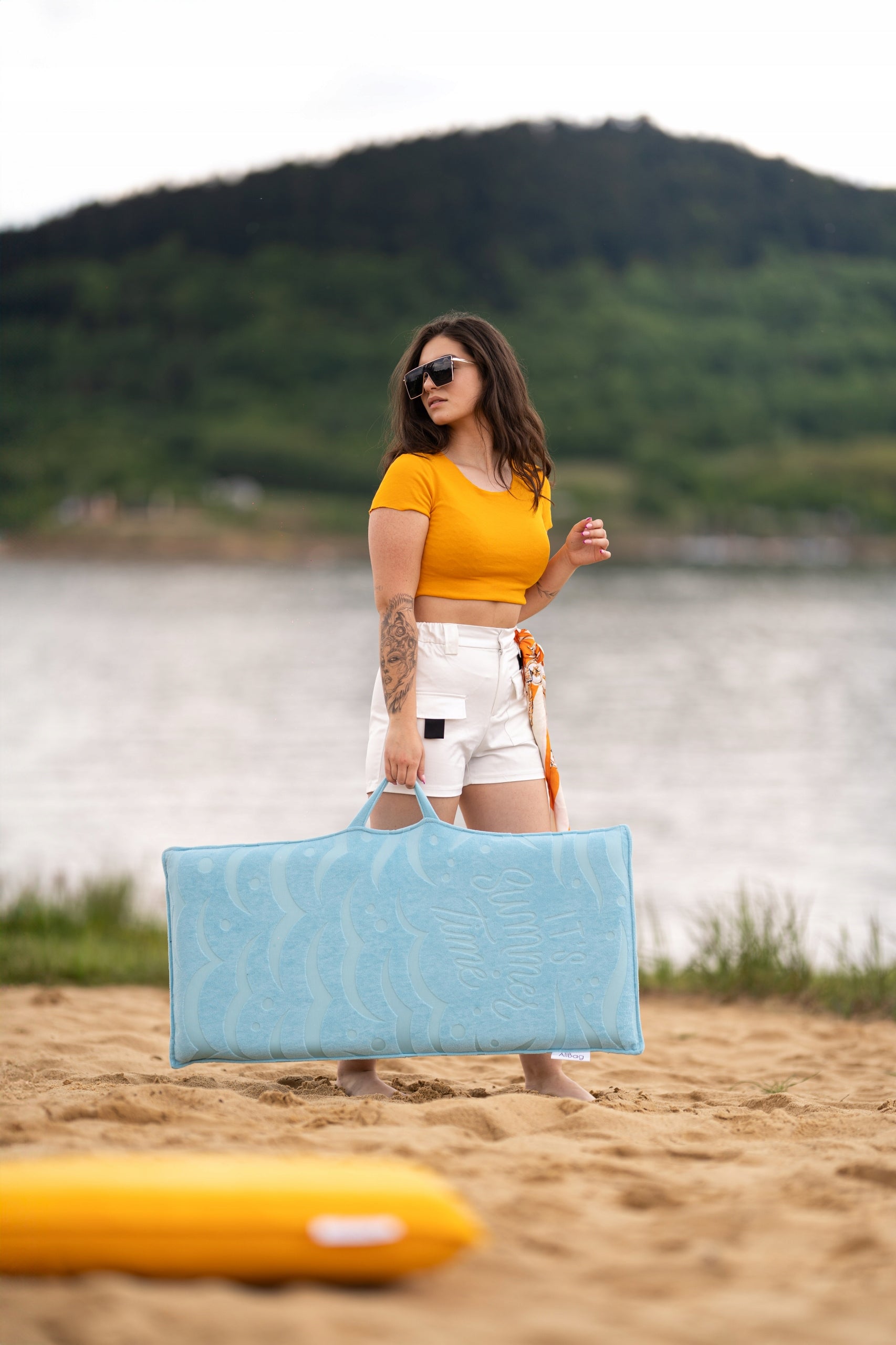 BEACH LOUNGER FOLDING BLUE Summer Time LIGHTWEIGHT PORTABLE 150KG Length (longer side) 94 cm